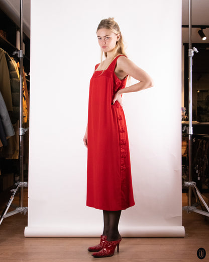 80's Pierre Balmain Scarlet Crepe Dress M