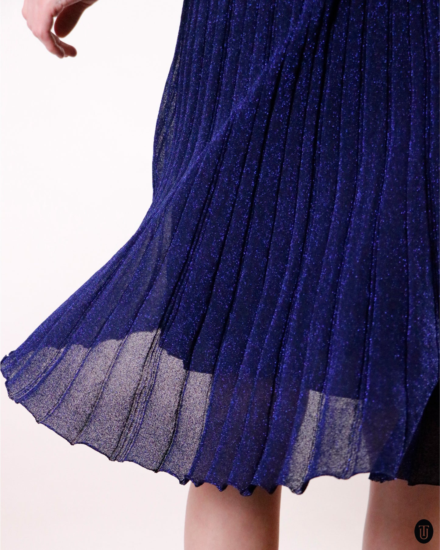 00's Missoni Blue Metallic Pleated Midi-Skirt M