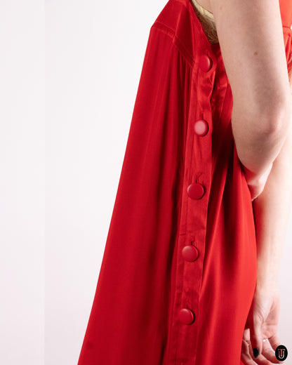 80's Pierre Balmain Scarlet Crepe Dress M