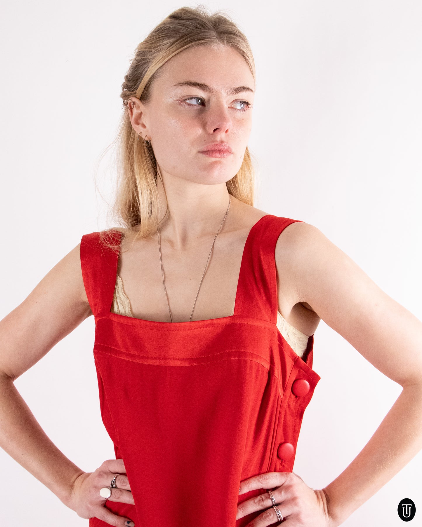 80's Pierre Balmain Scarlet Crepe Dress M
