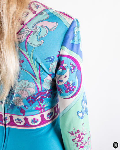 60's Emilio Pucci Printed Silk Jersey Dress M