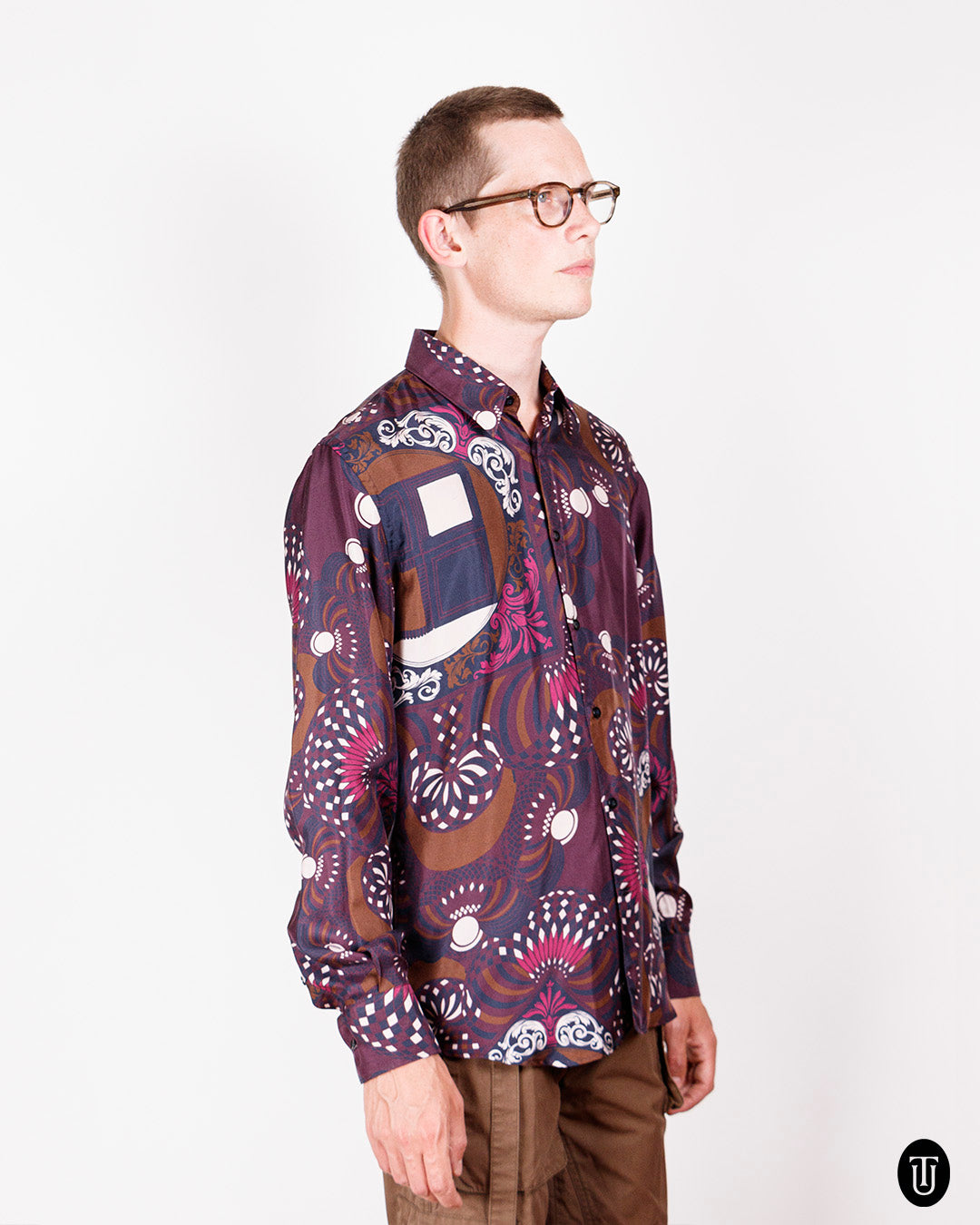 2000s Versace Collection printed silk shirt M