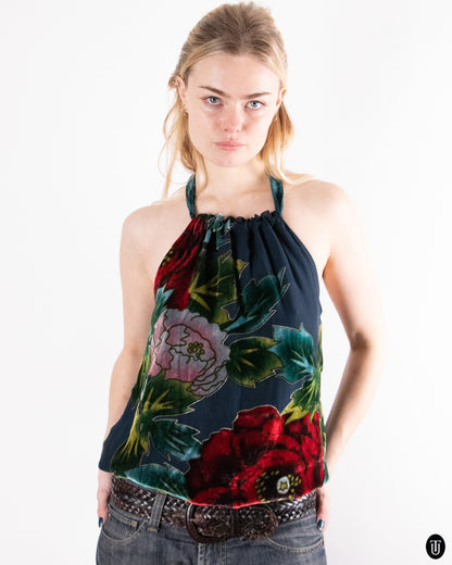 00's Hale Bob Silk Devoré Halter Top S