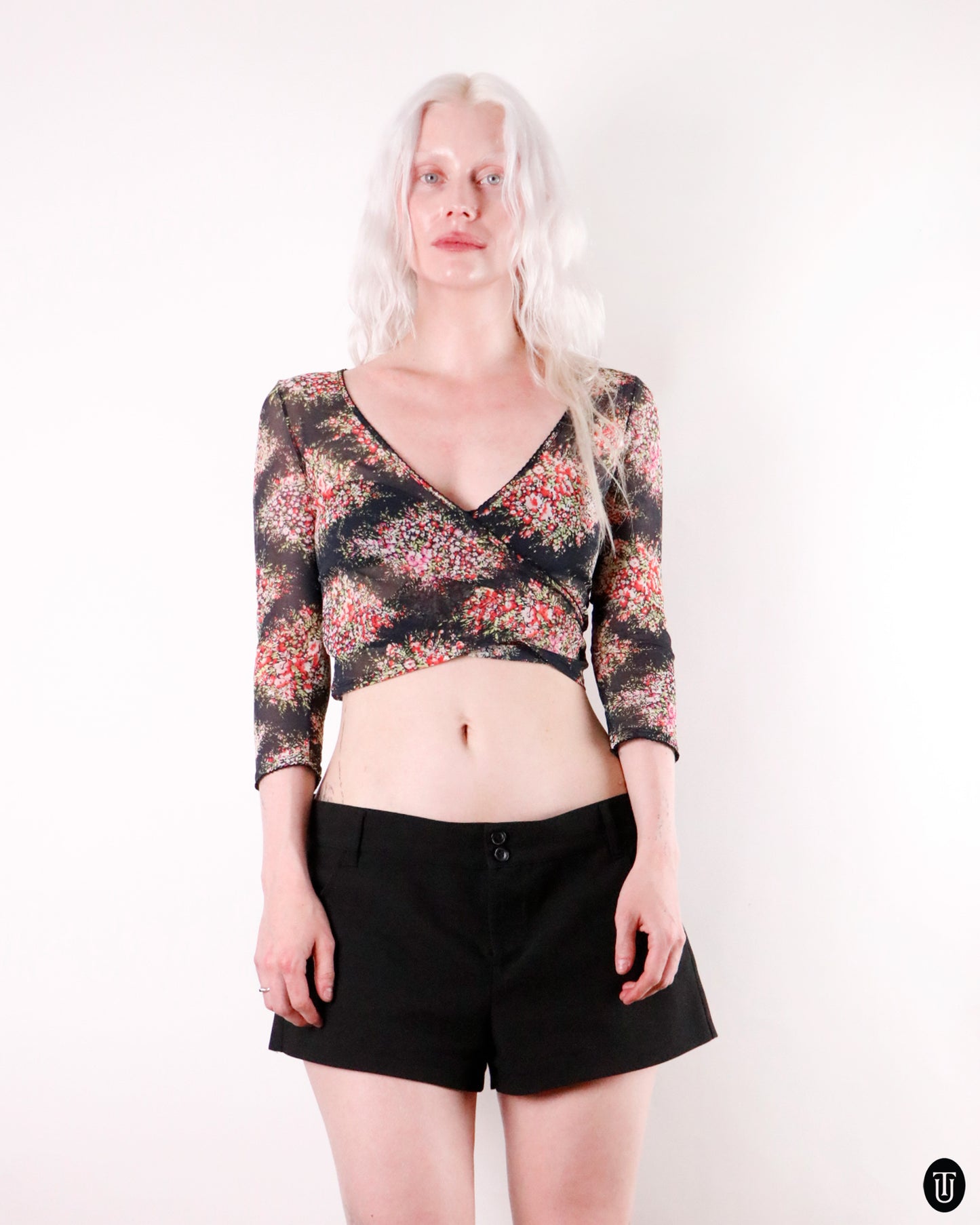 90's Blumarine "BluGirl" Floral Wrap Shirt M