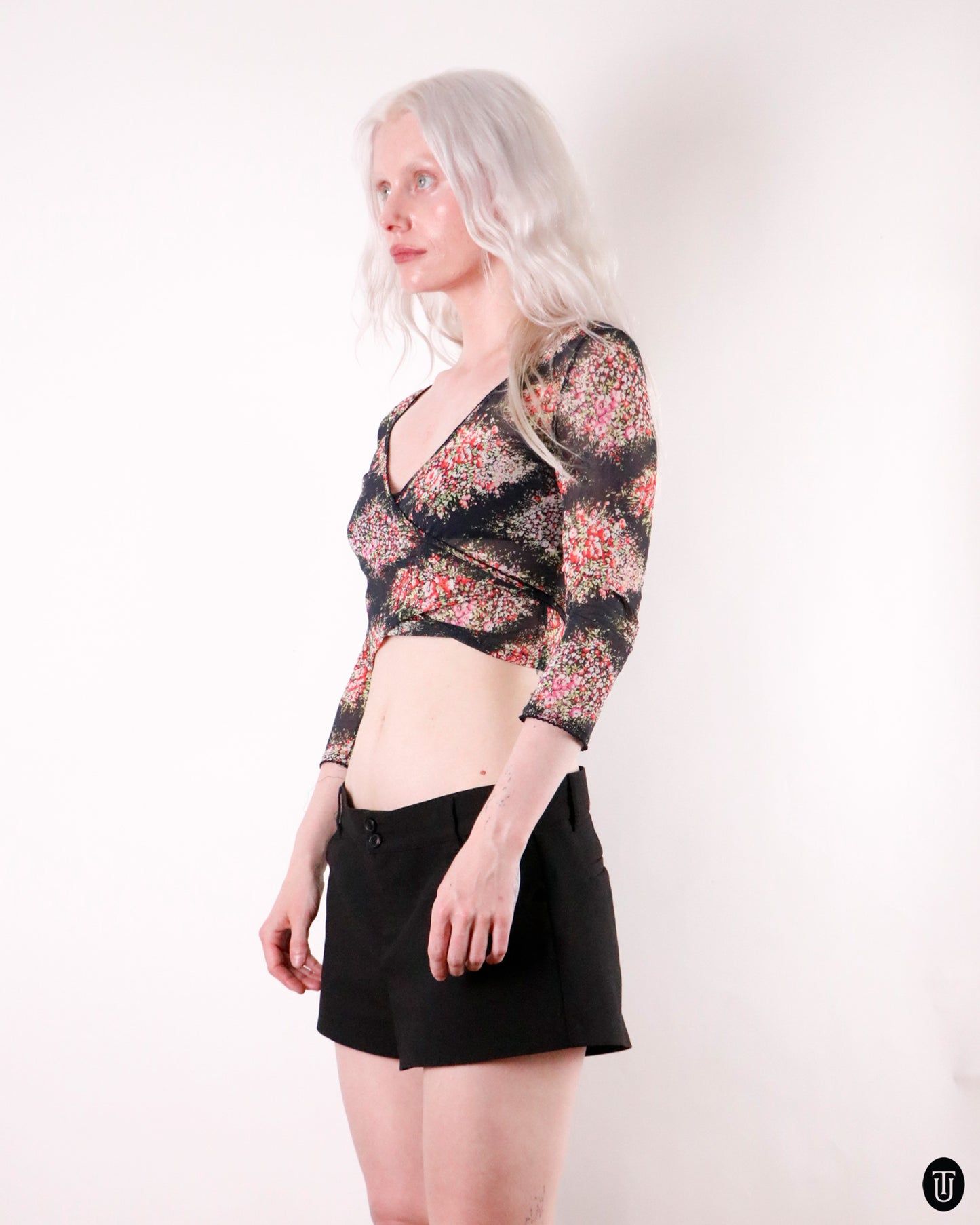 90's Blumarine "BluGirl" Floral Wrap Shirt M