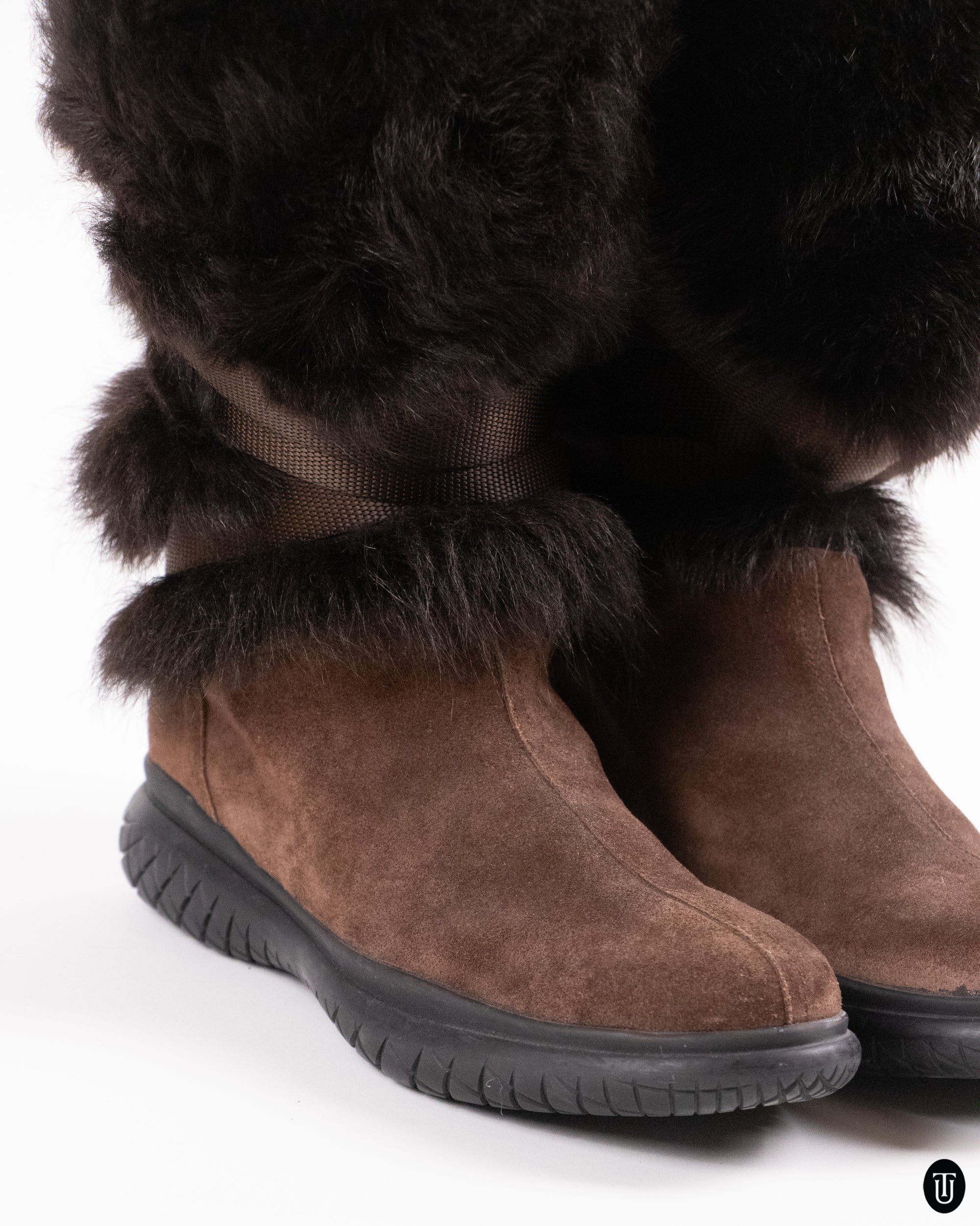 00's Prada Fur Riding Boots 38