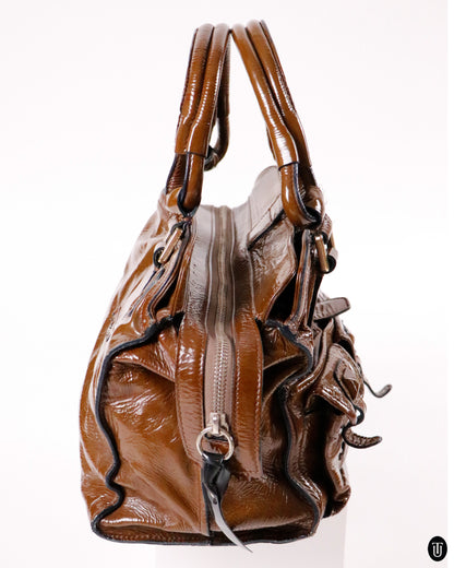 00's Chloé Brown Patent Leather Elviré Bag