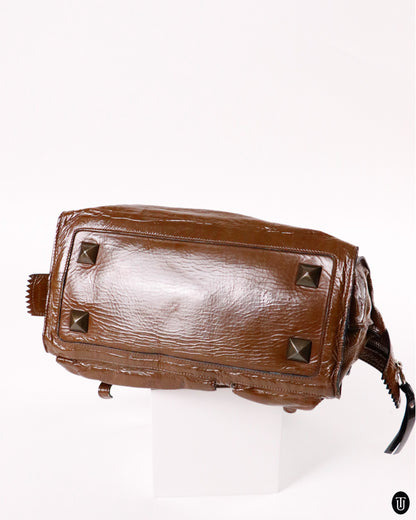 00's Chloé Brown Patent Leather Elviré Bag