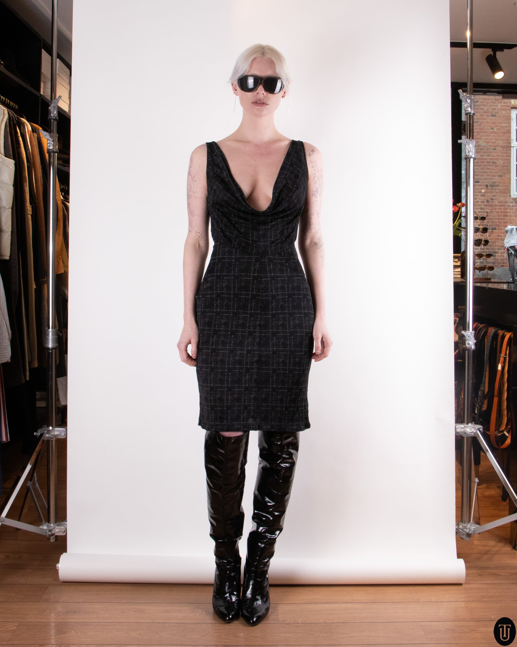 90s Jean Paul Gaultier Slinky Black Dress S