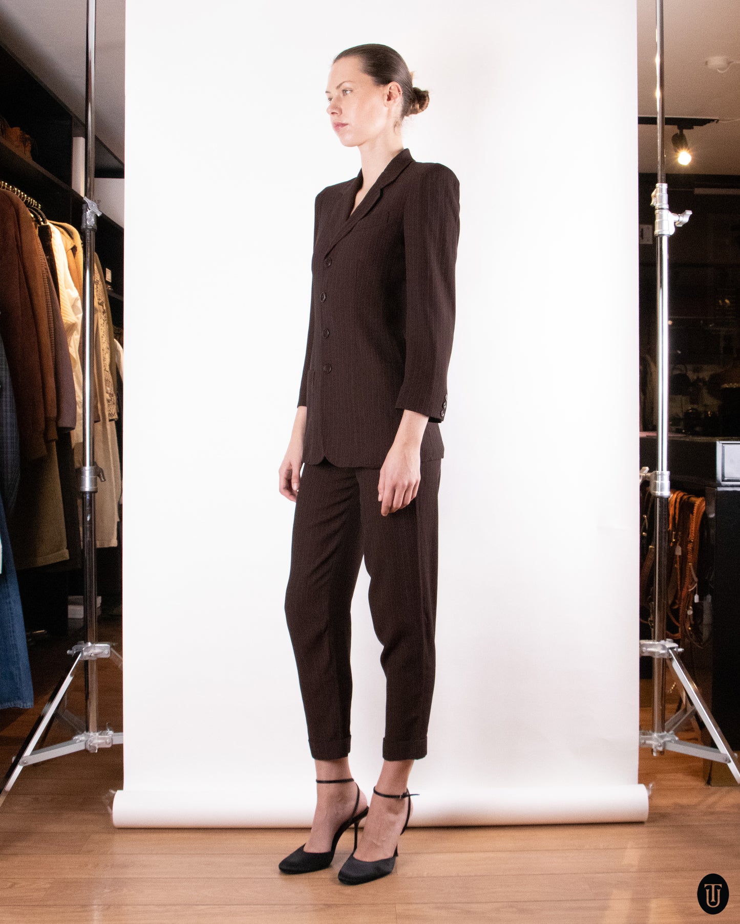 90's Jean Paul Gaultier Pinstripe Wool Blend Suit S