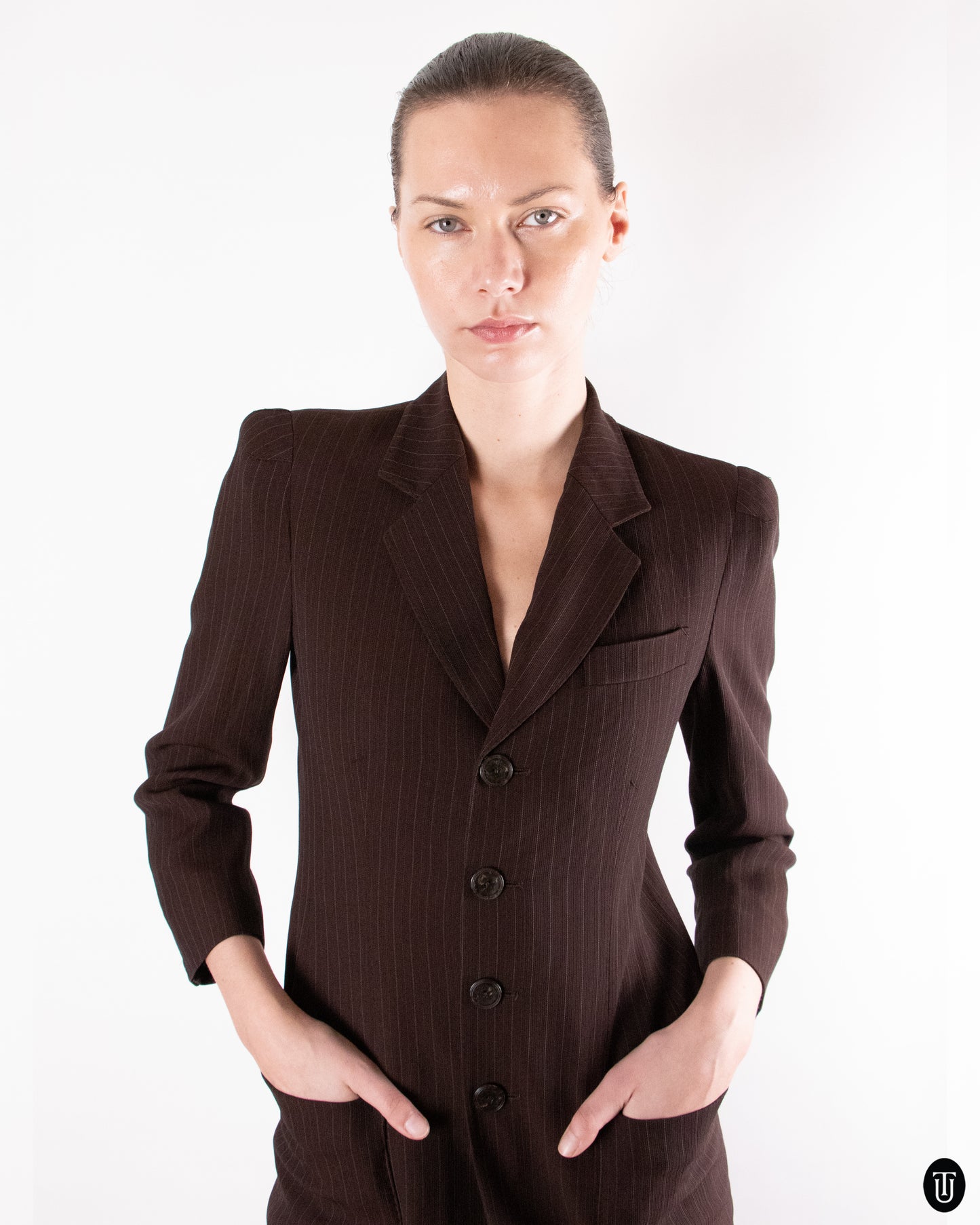 90's Jean Paul Gaultier Pinstripe Wool Blend Suit S