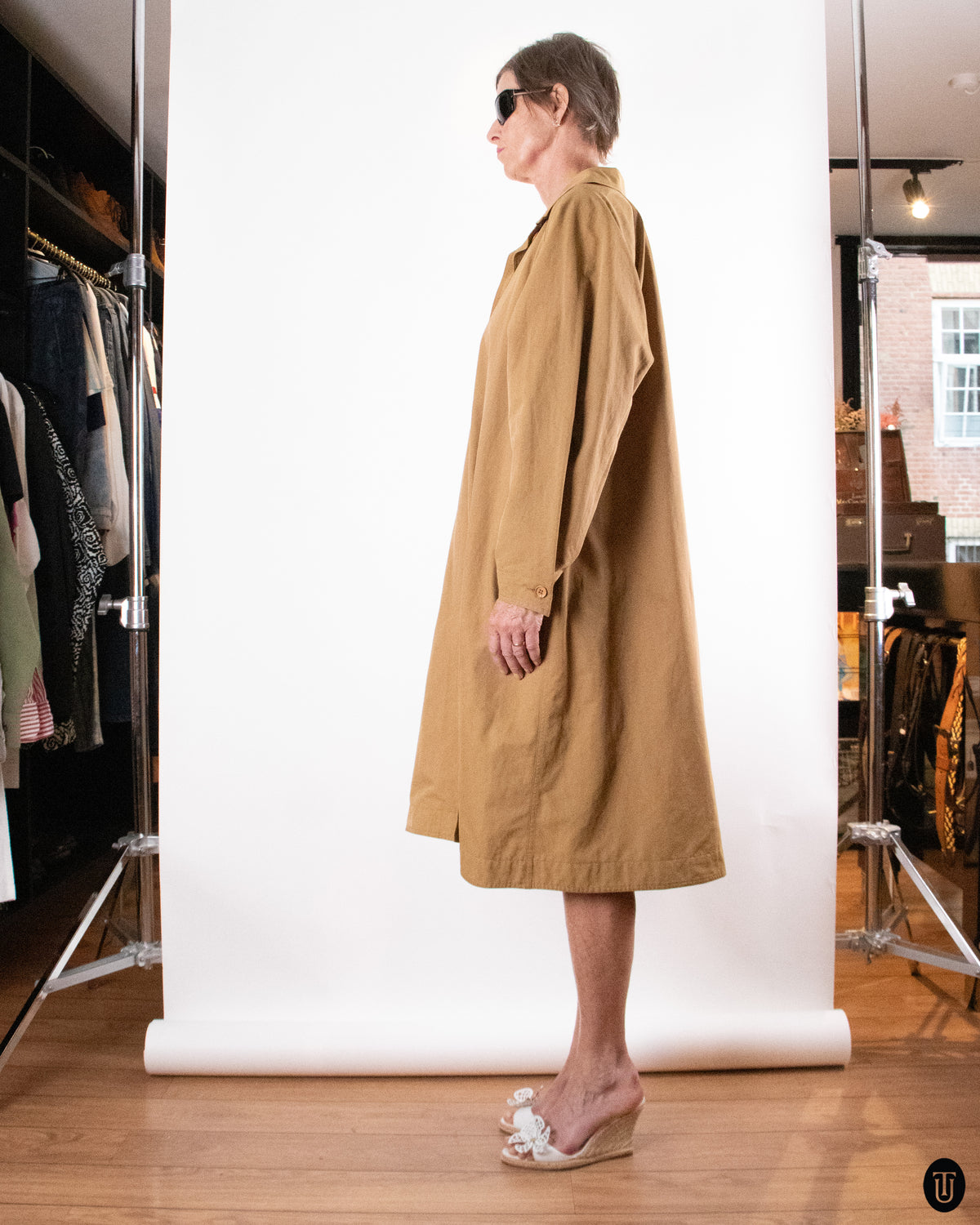 80's Ungaro Beige Button Detailed Trench Coat M