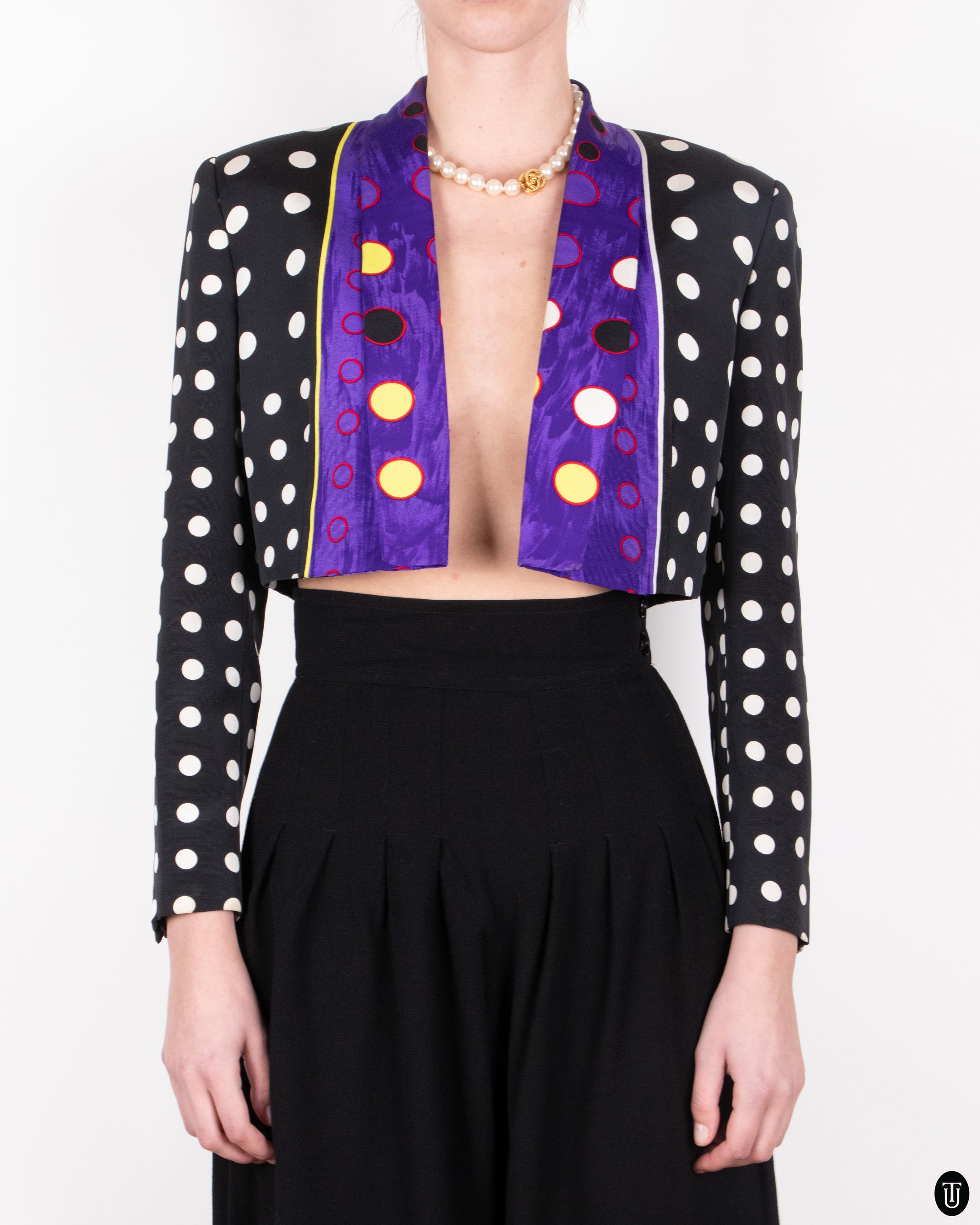 Early 90s Gianni Versace Polkadot Cropped Jacket S