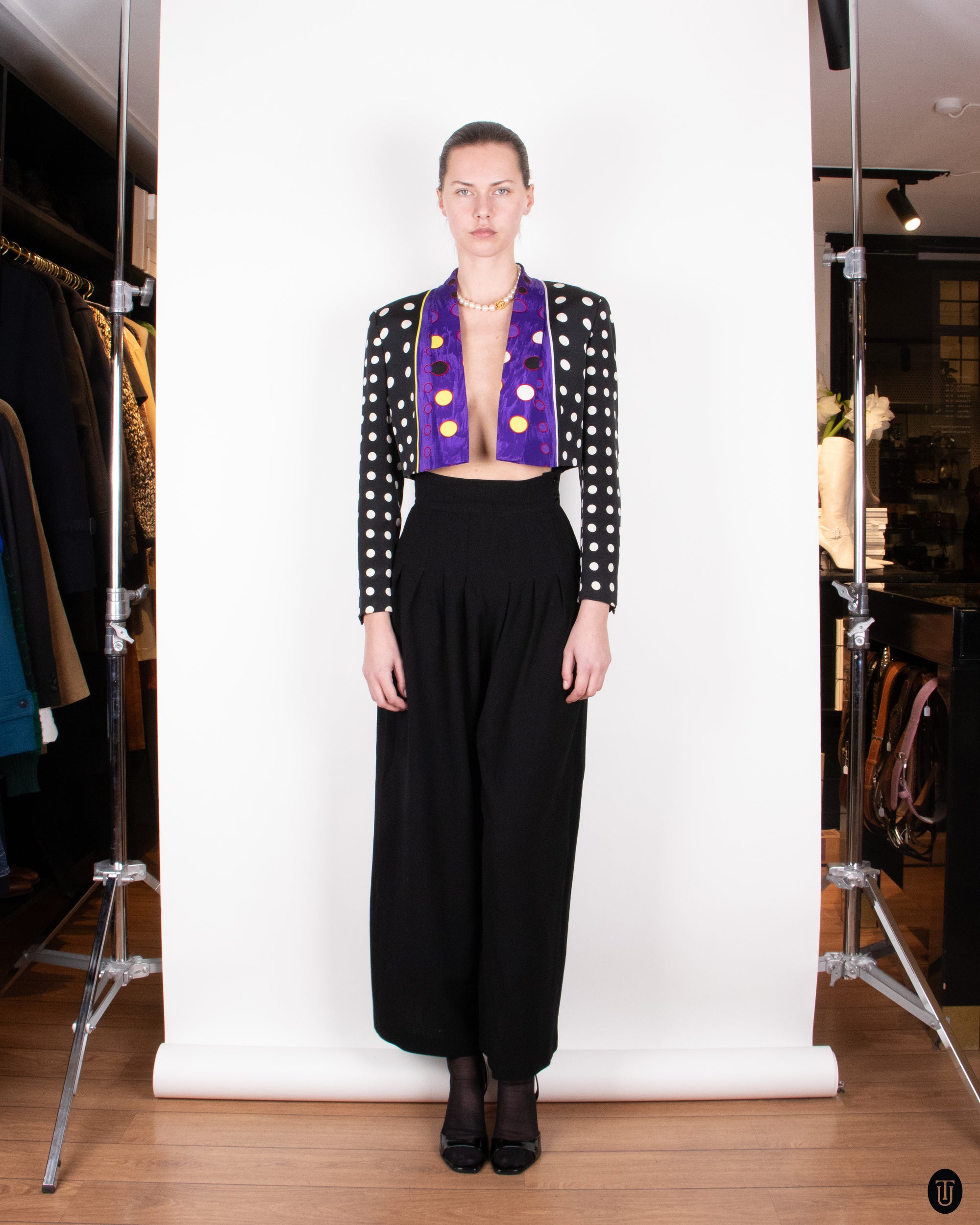 Early 90s Gianni Versace Polkadot Cropped Jacket S