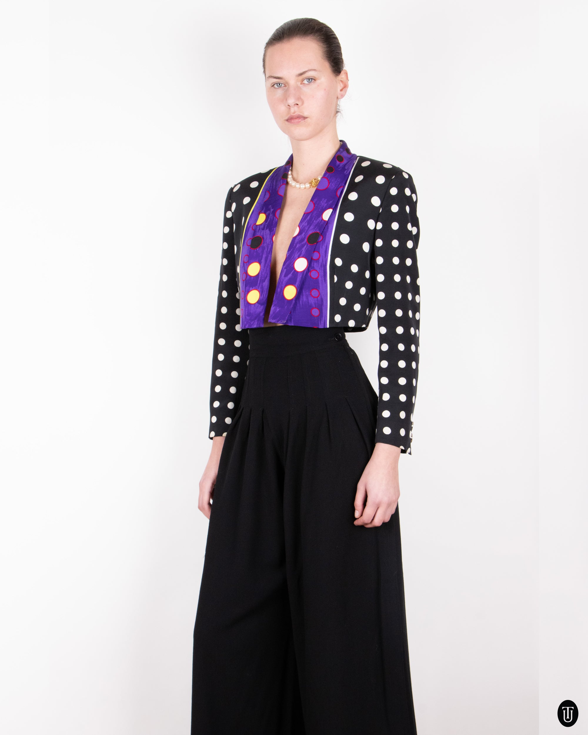 Early 90s Gianni Versace Polkadot Cropped Jacket S