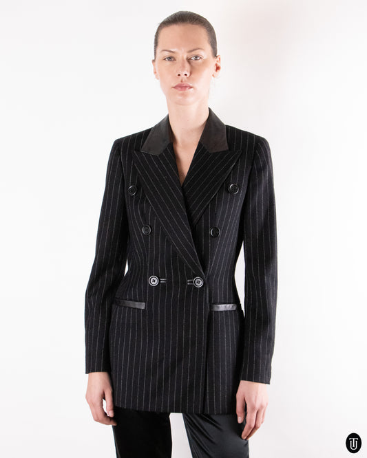 90's Gai Mattiolo Black Pinstripe Blazer M