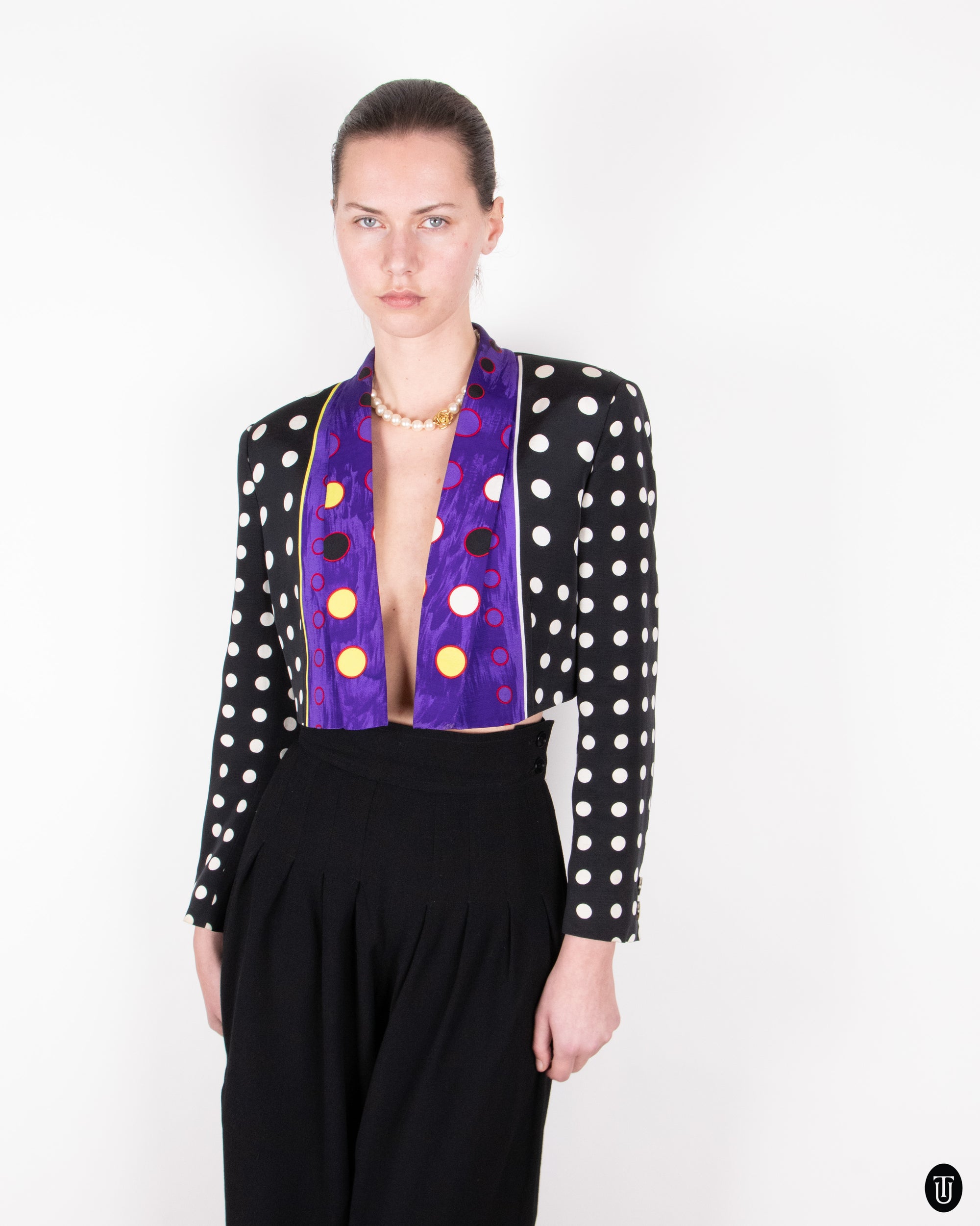 Early 90s Gianni Versace Polkadot Cropped Jacket S