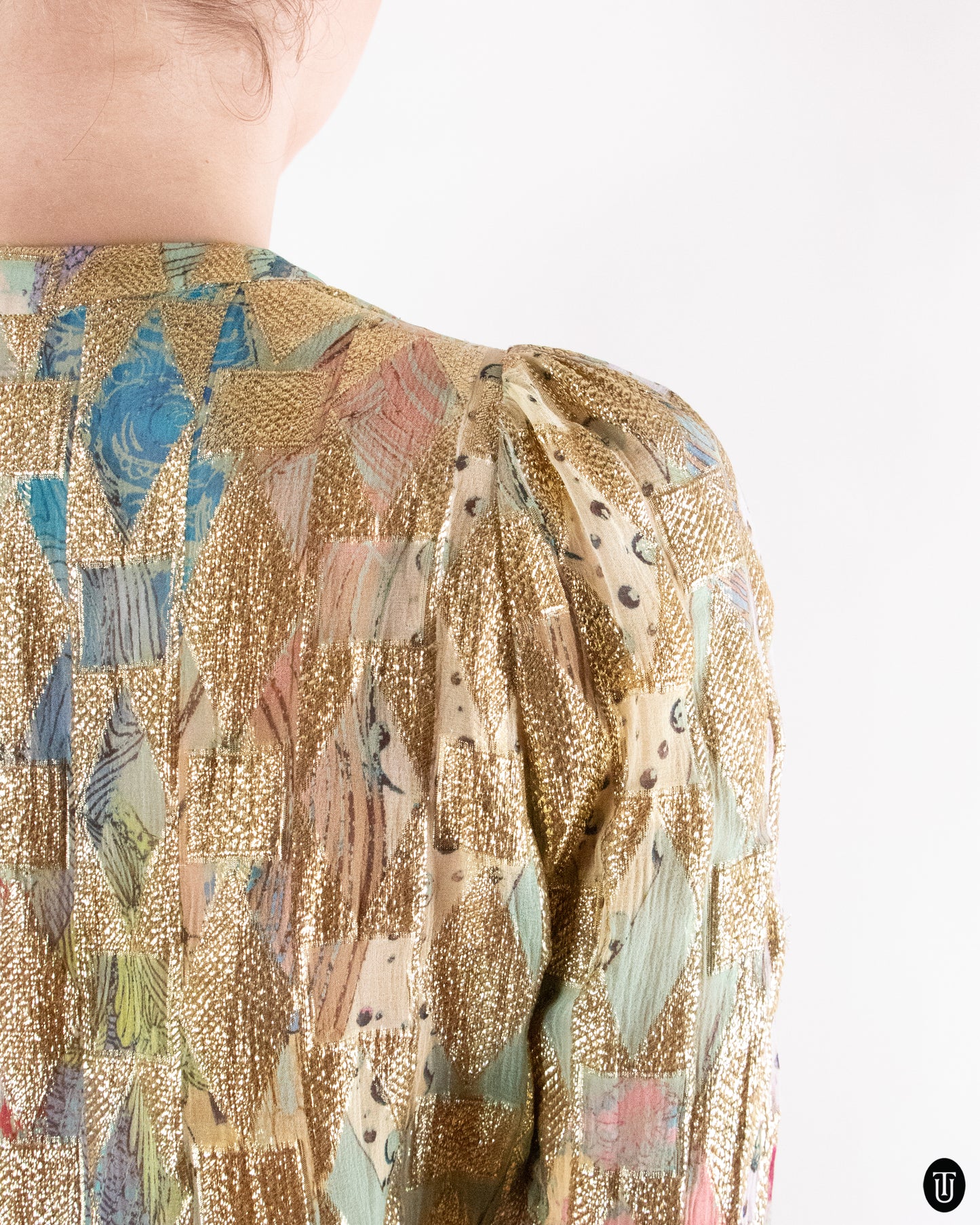 00's Roberto Cavalli Silk Iridescent Metallic Top M