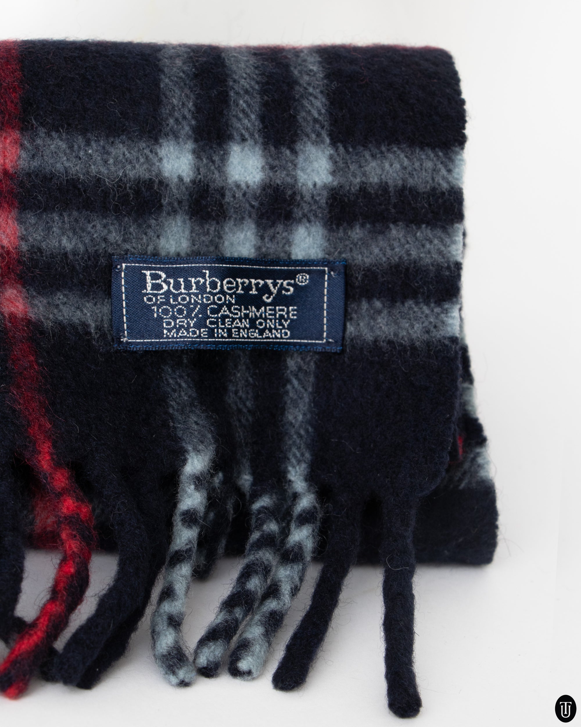 80s Burberrys Navy Cashmere Scarf