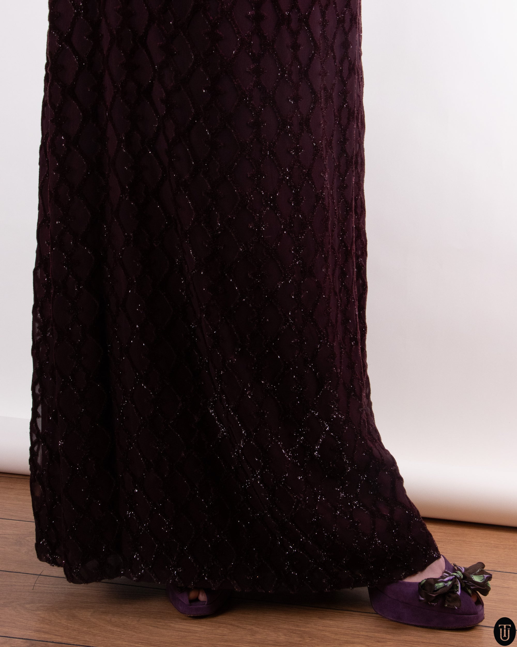 00's Mogens Eriksen Haute Couture Feathered Cape Gown M