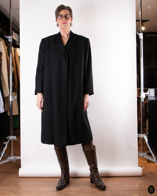 90's Jean Paul Gaultier Black Wool Overcoat XL