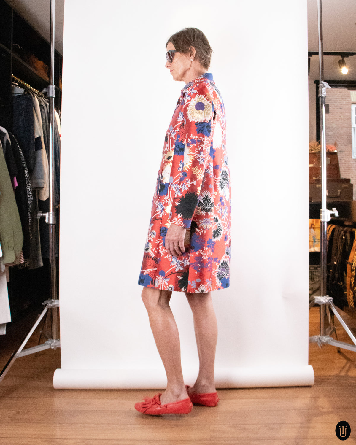 00's Rochas Tailored Cotton Floral Coat M