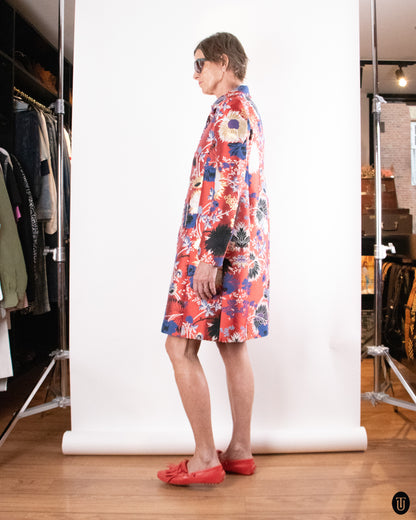 00's Rochas Tailored Cotton Floral Coat M