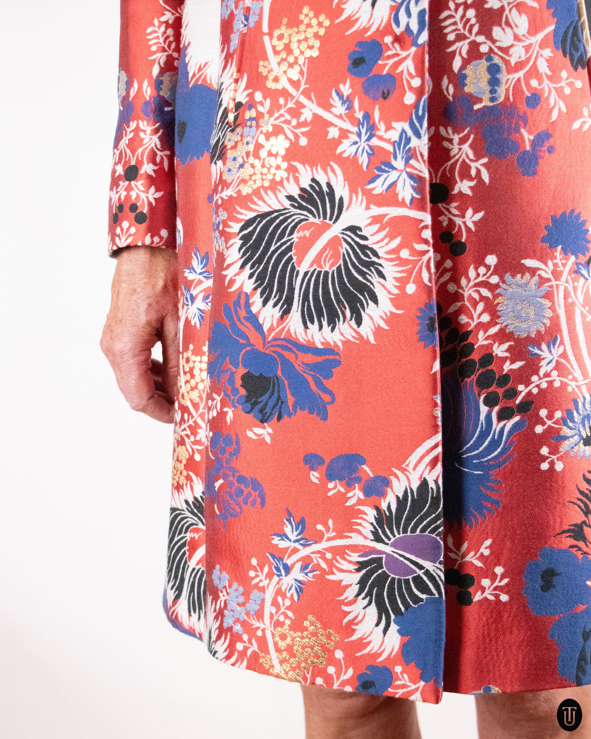 00's Rochas Tailored Cotton Floral Coat M