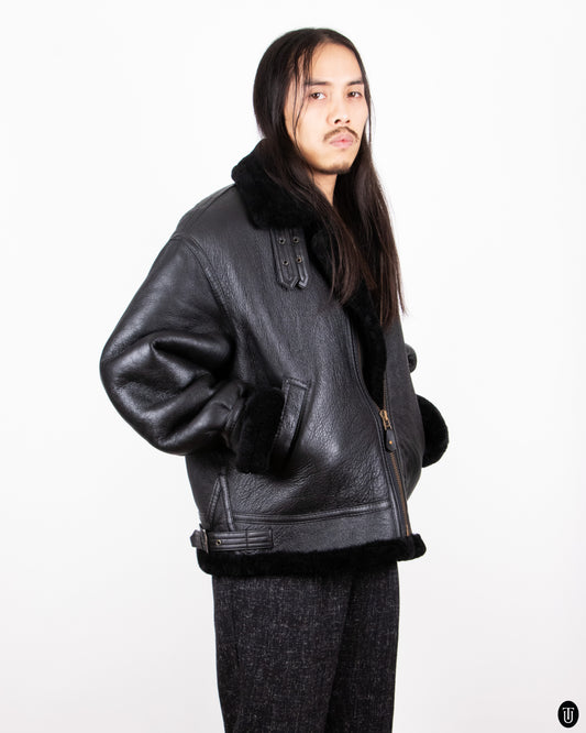 80's Shearling Air Force Leather Jacket L