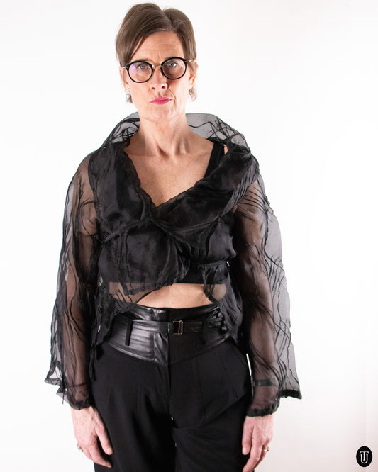 00's Ivan Grundahl Sheer Organza Overlay Top M