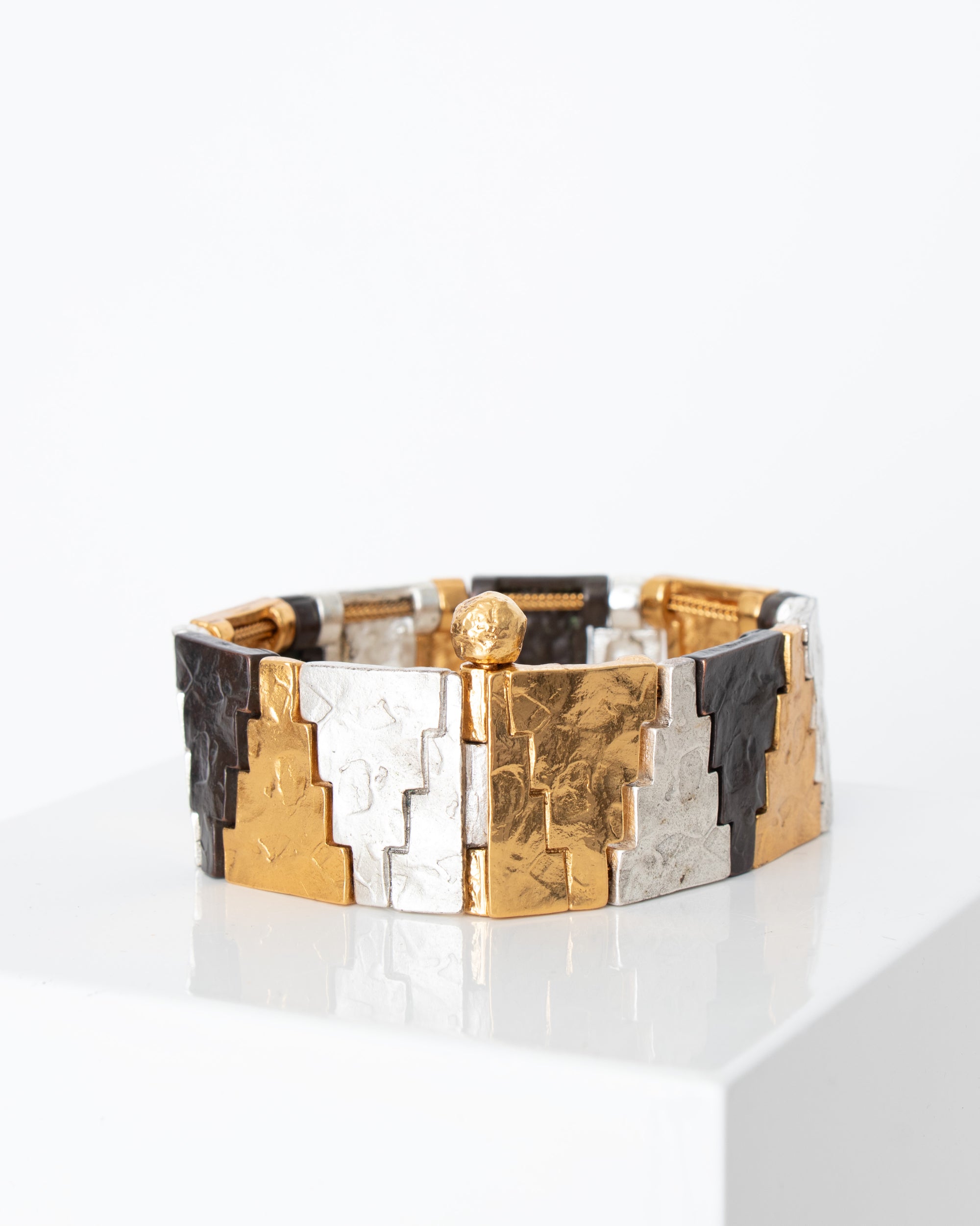 1980s Yves Saint Laurent Tri-Colored Metal bracelet