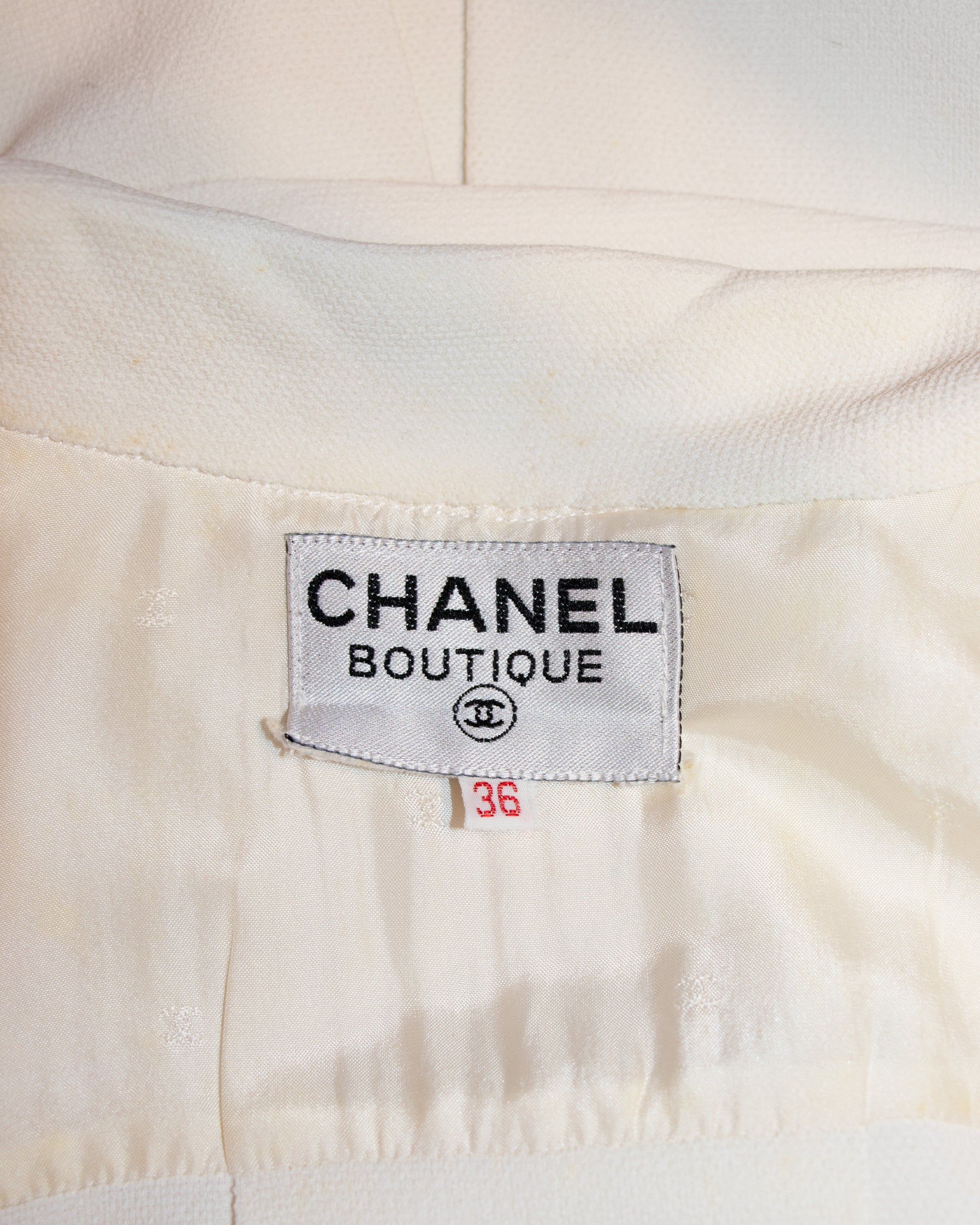 Early 1990s Chanel Pleated Off-White Dress XS