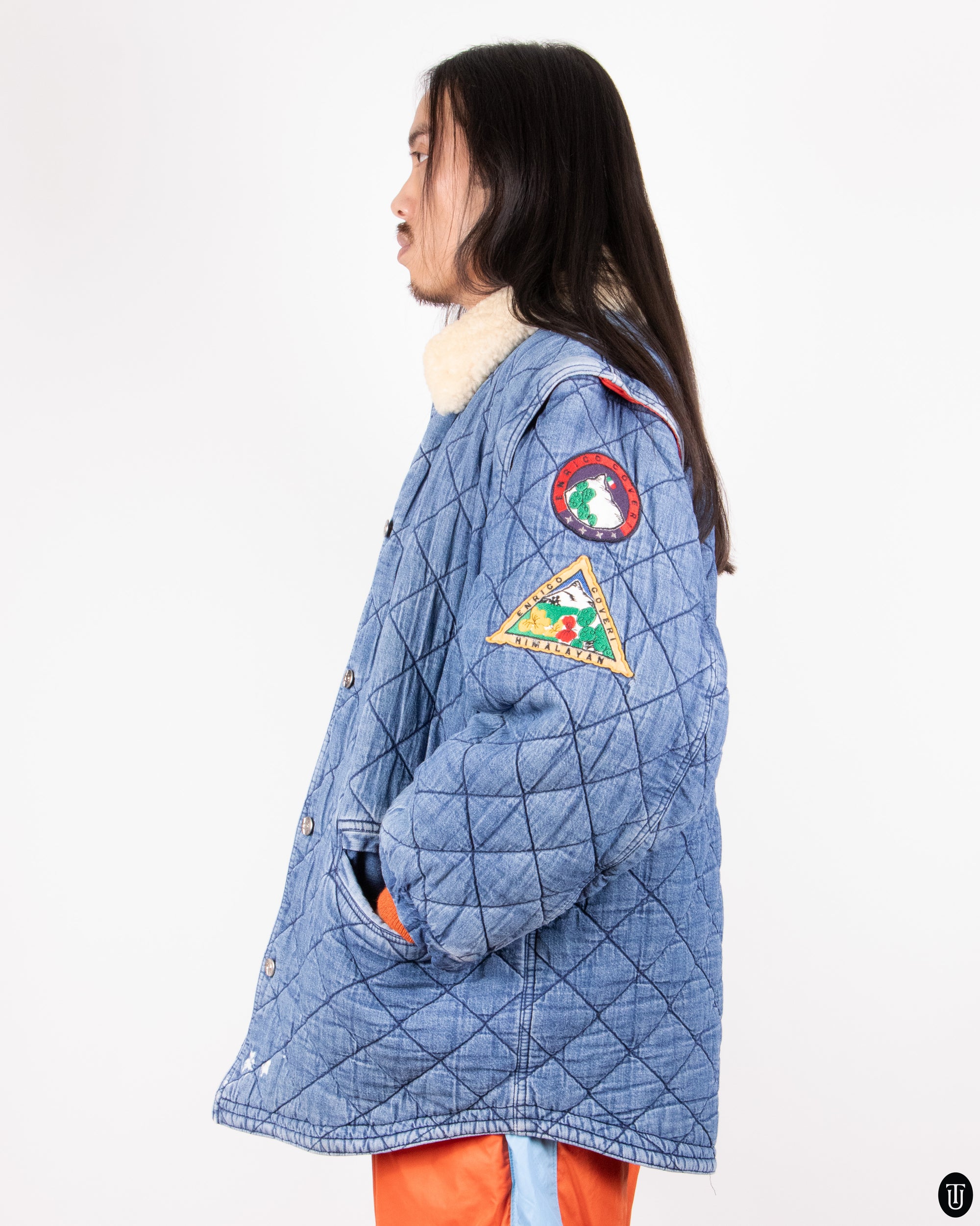 90s Denim Quilted Jacket L