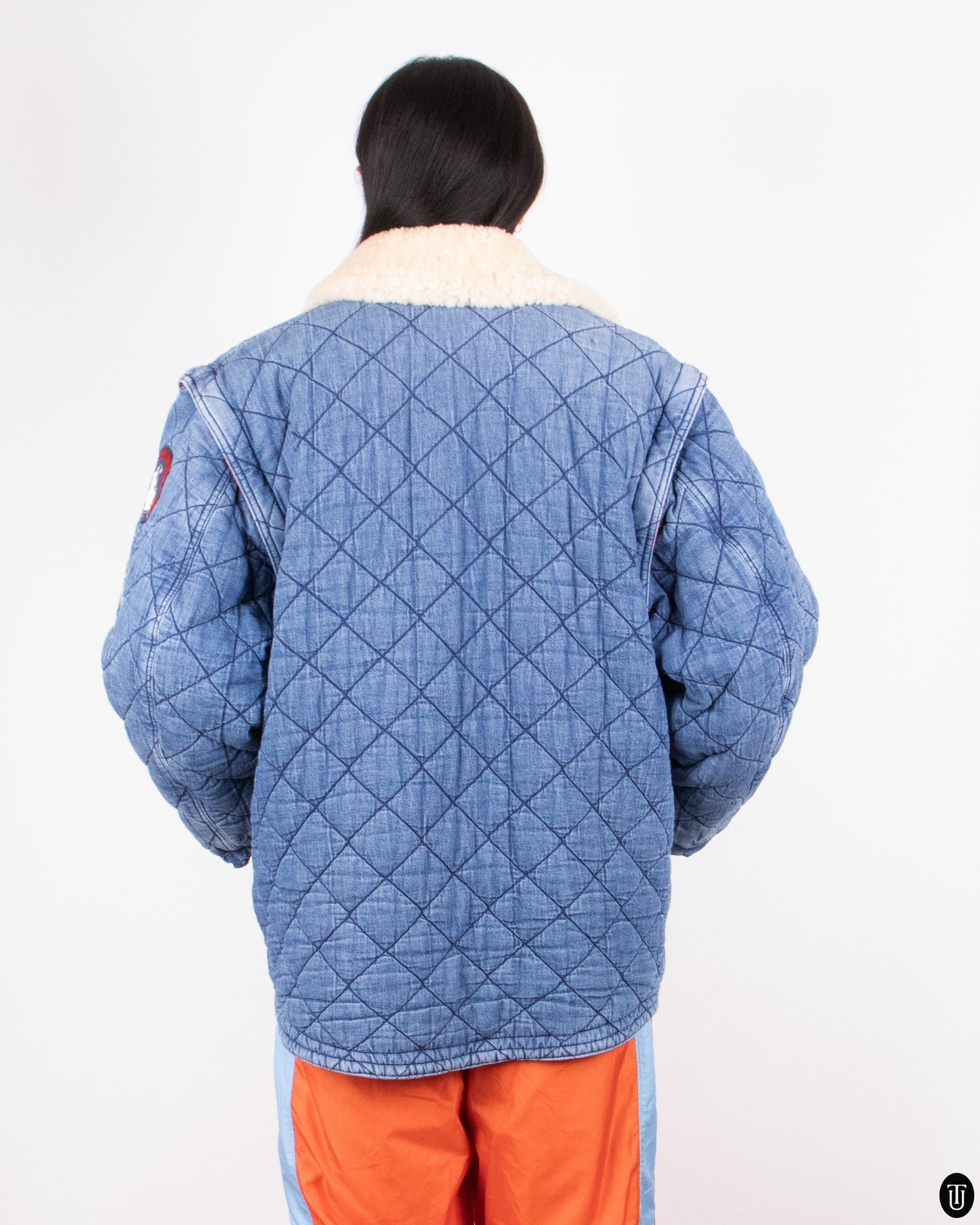 90s Denim Quilted Jacket L