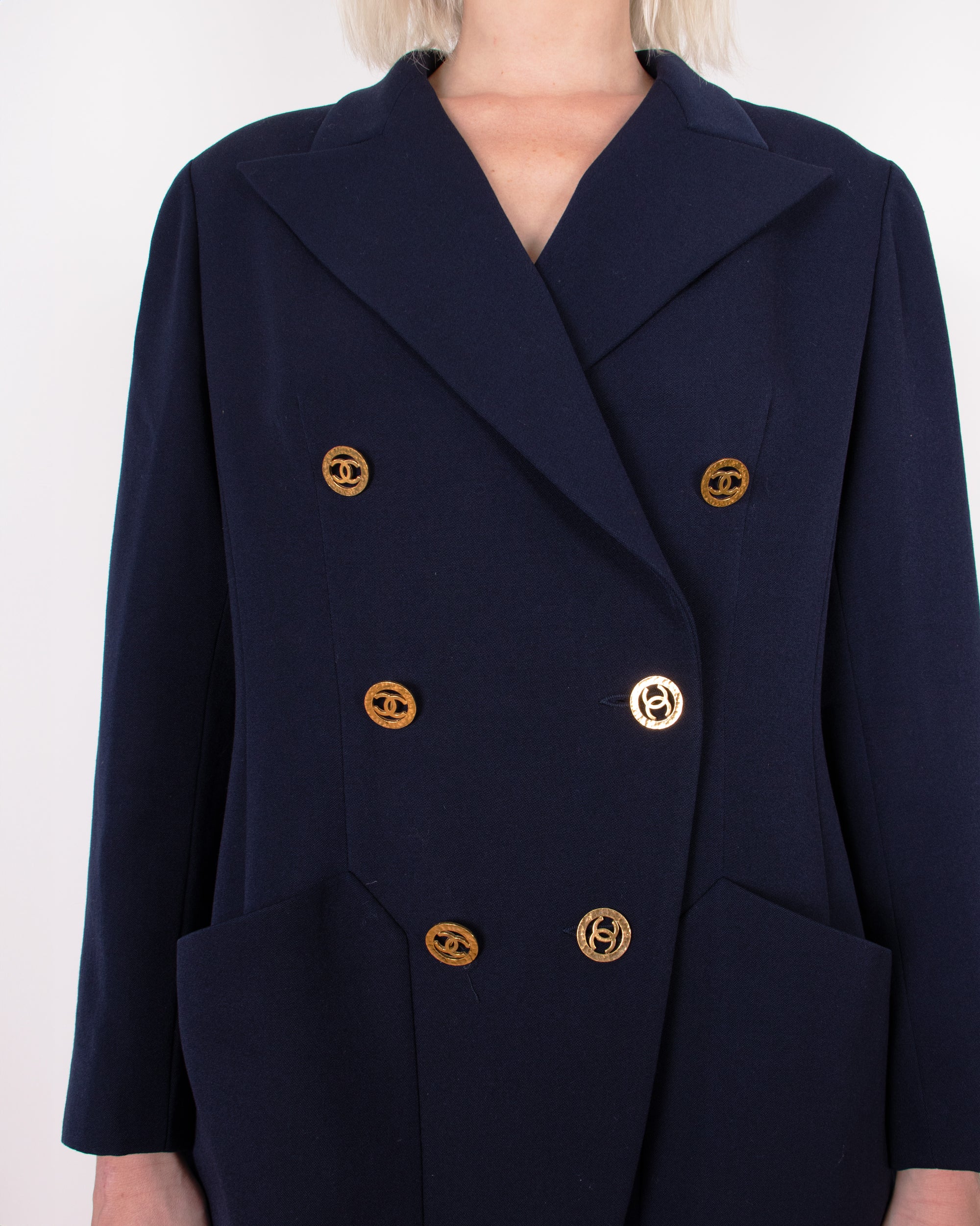 Chanel 1993 Navy Wool Blazer M