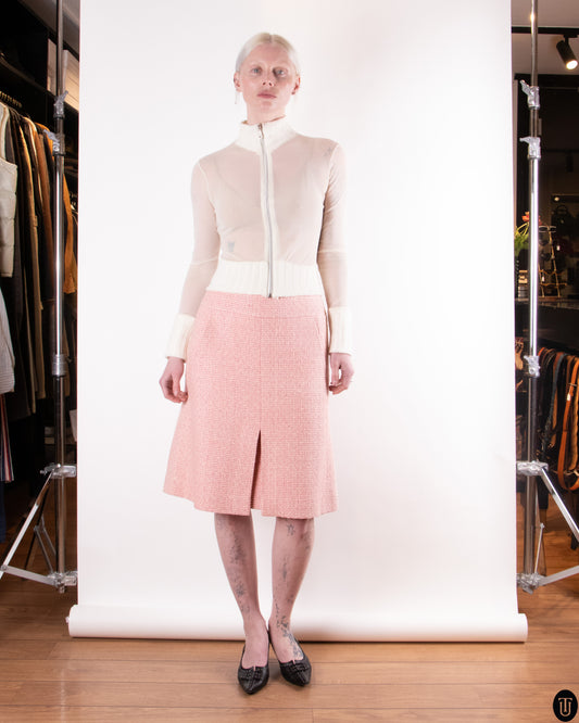 00's Chanel Silk Tweed A-Line Skirt M
