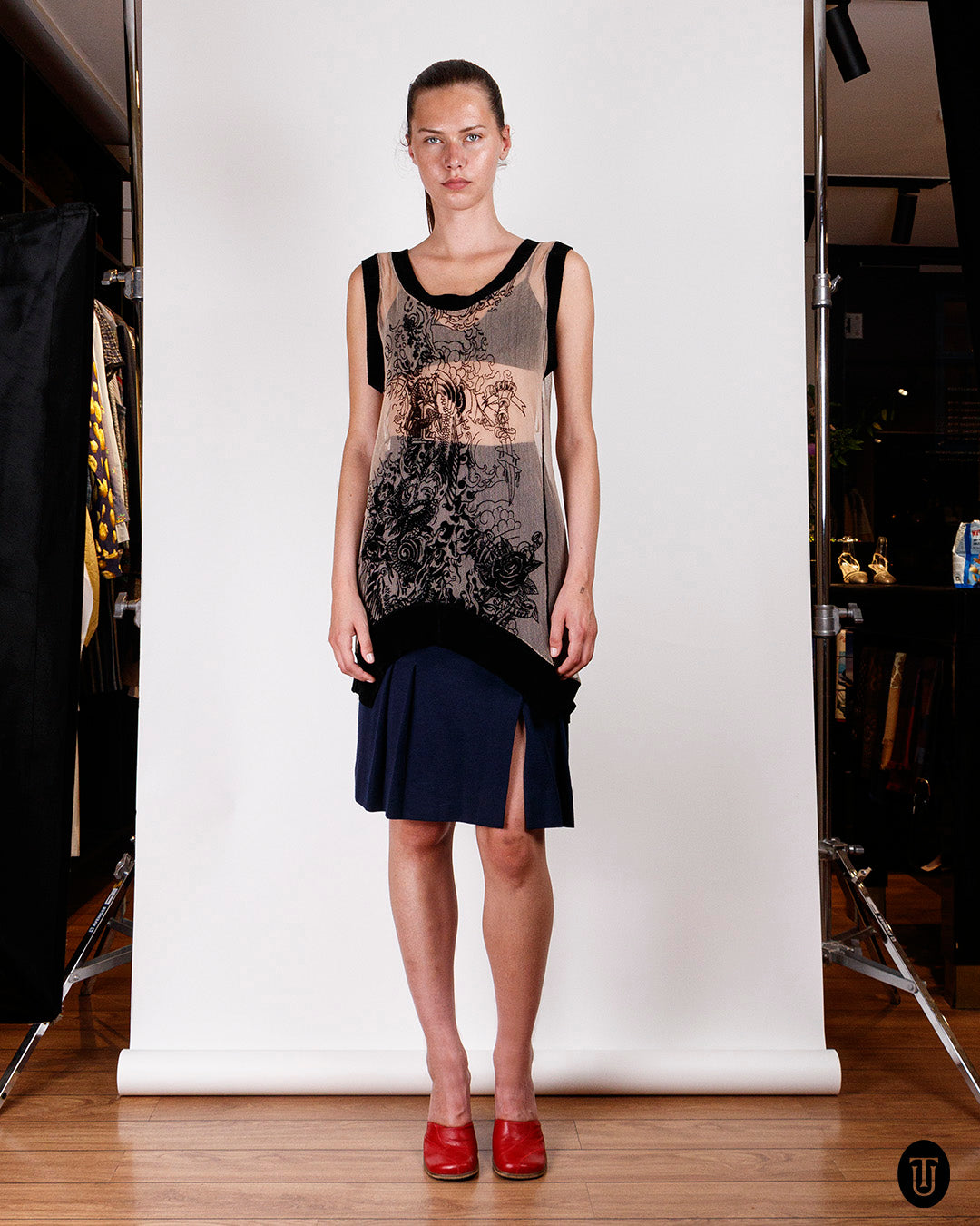 1990s Jean Paul Gaultier Mesh Tattoo Dress M