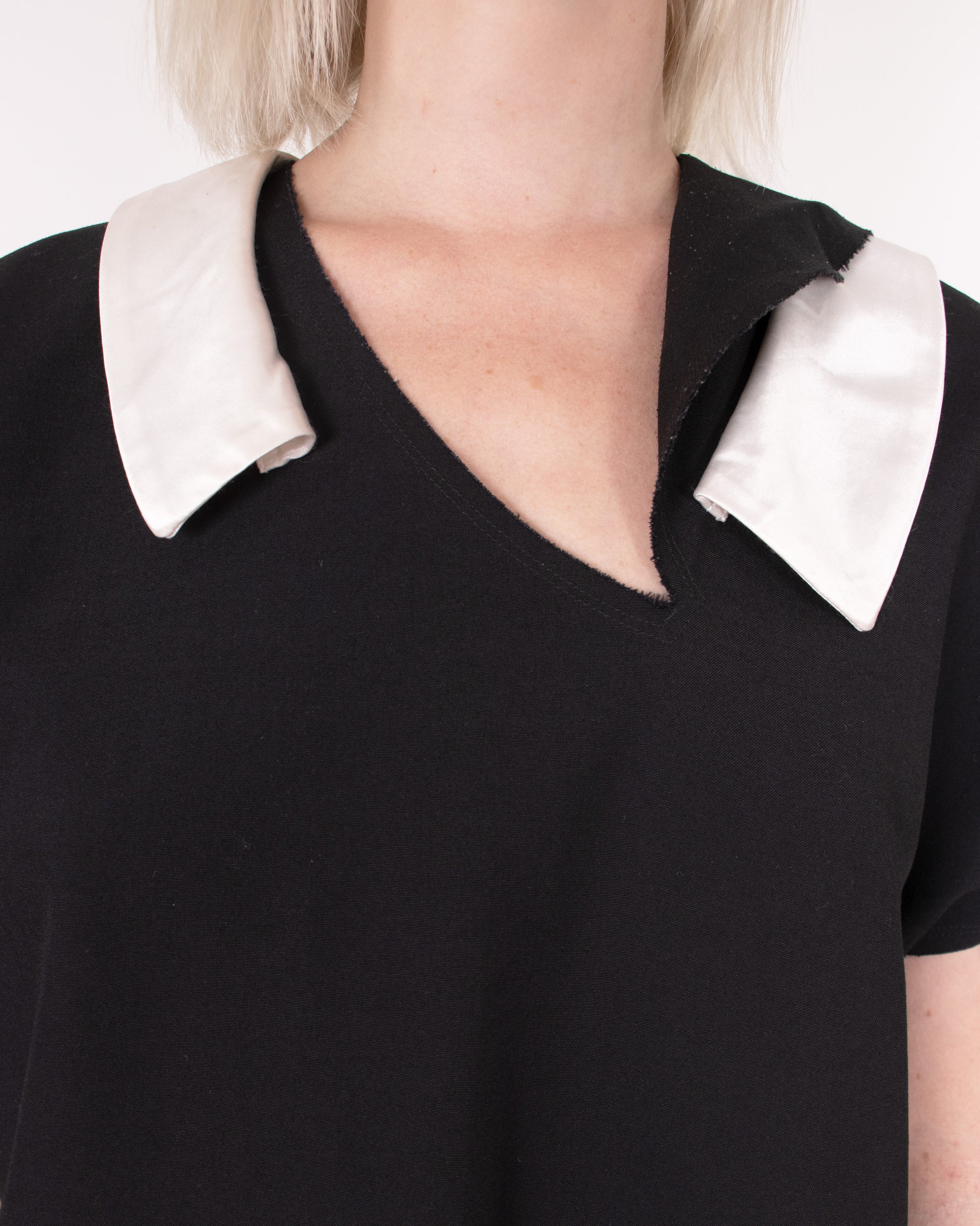 1980s Comme des Garçons Black Dress With Asymmetrical Collar M