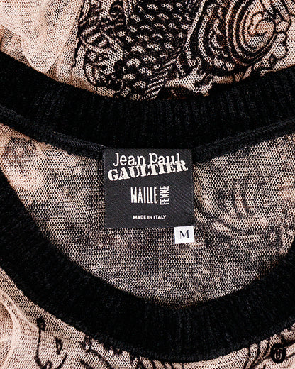 1990s Jean Paul Gaultier Mesh Tattoo Dress M