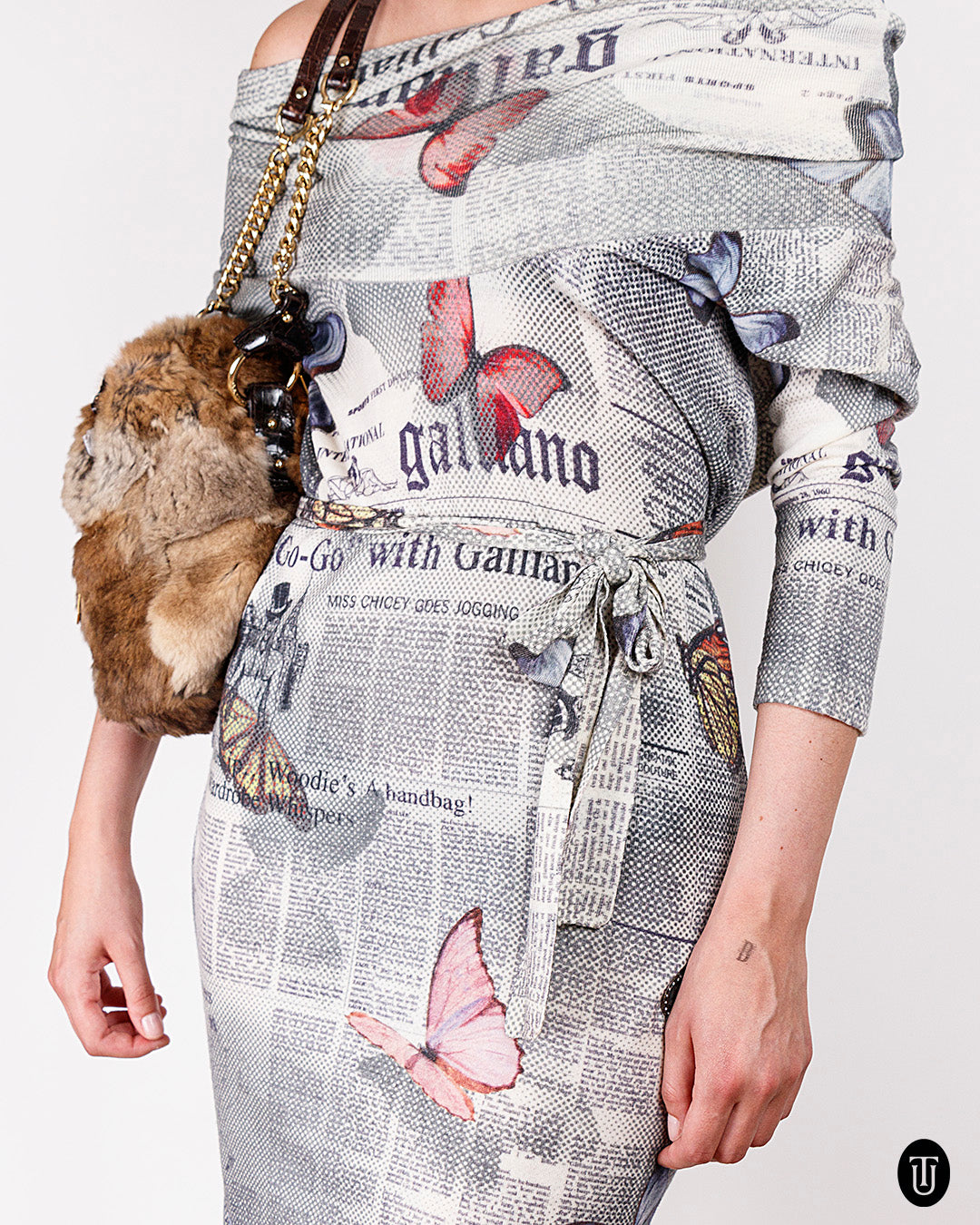 2000s Galliano wool Newspaper Dress M