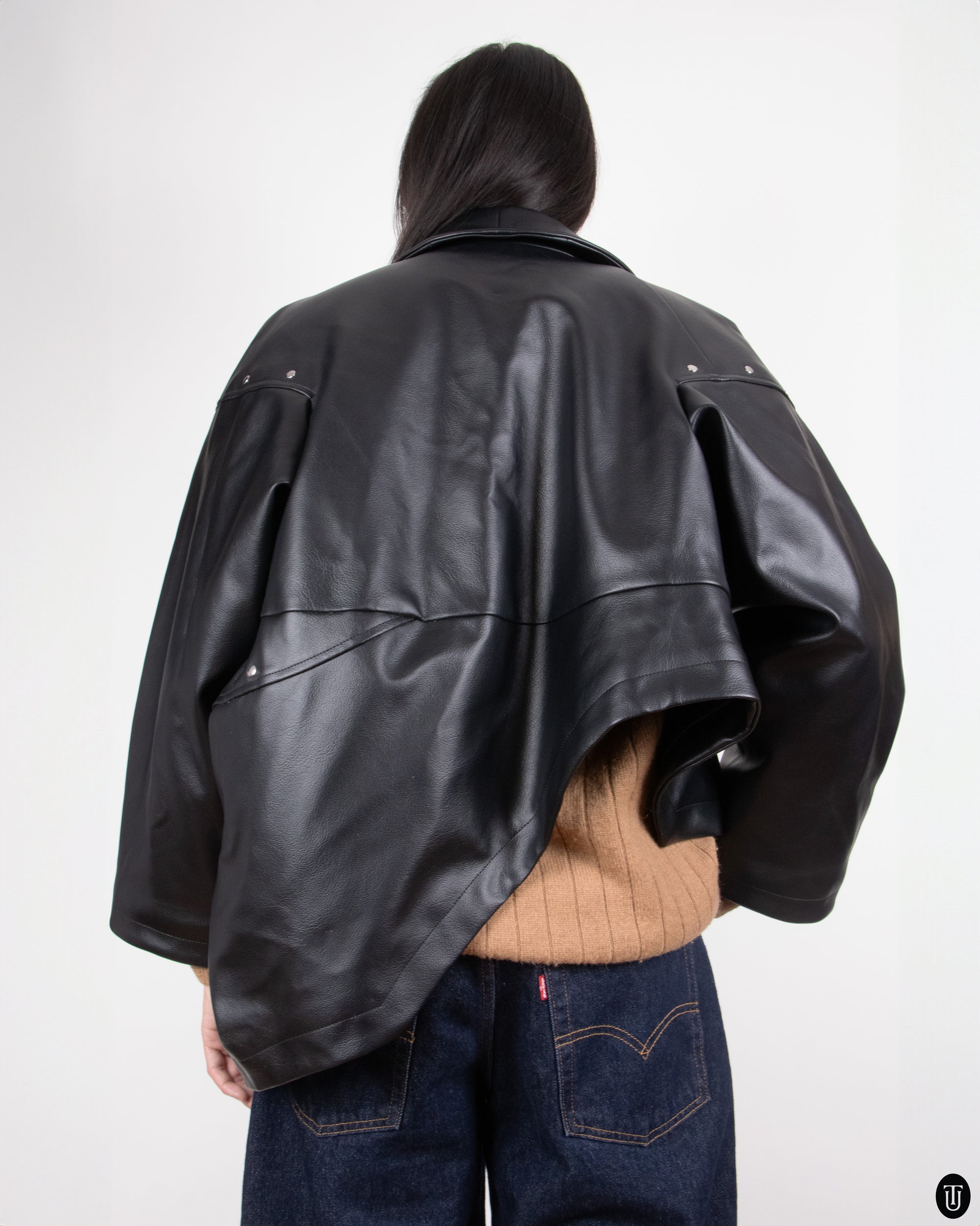 00s Comme Des Garcons Assymmetrical Faux Leather Jacket M