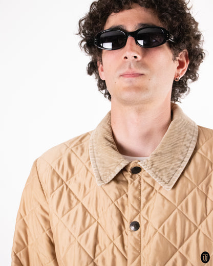 00's Barbour Beige Quilted Jacket L