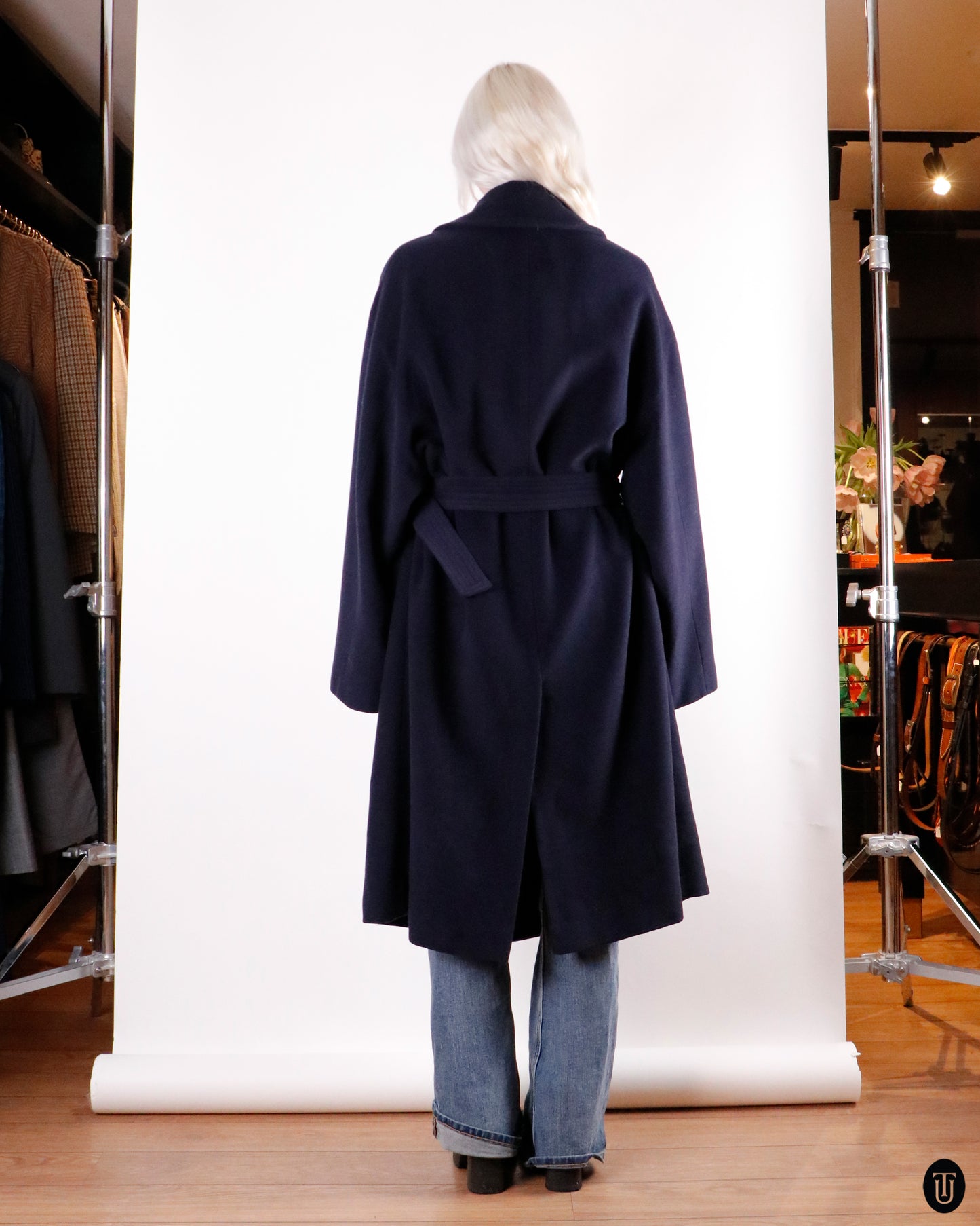 90's Emporio Armani Deep Navy Wool Coat L