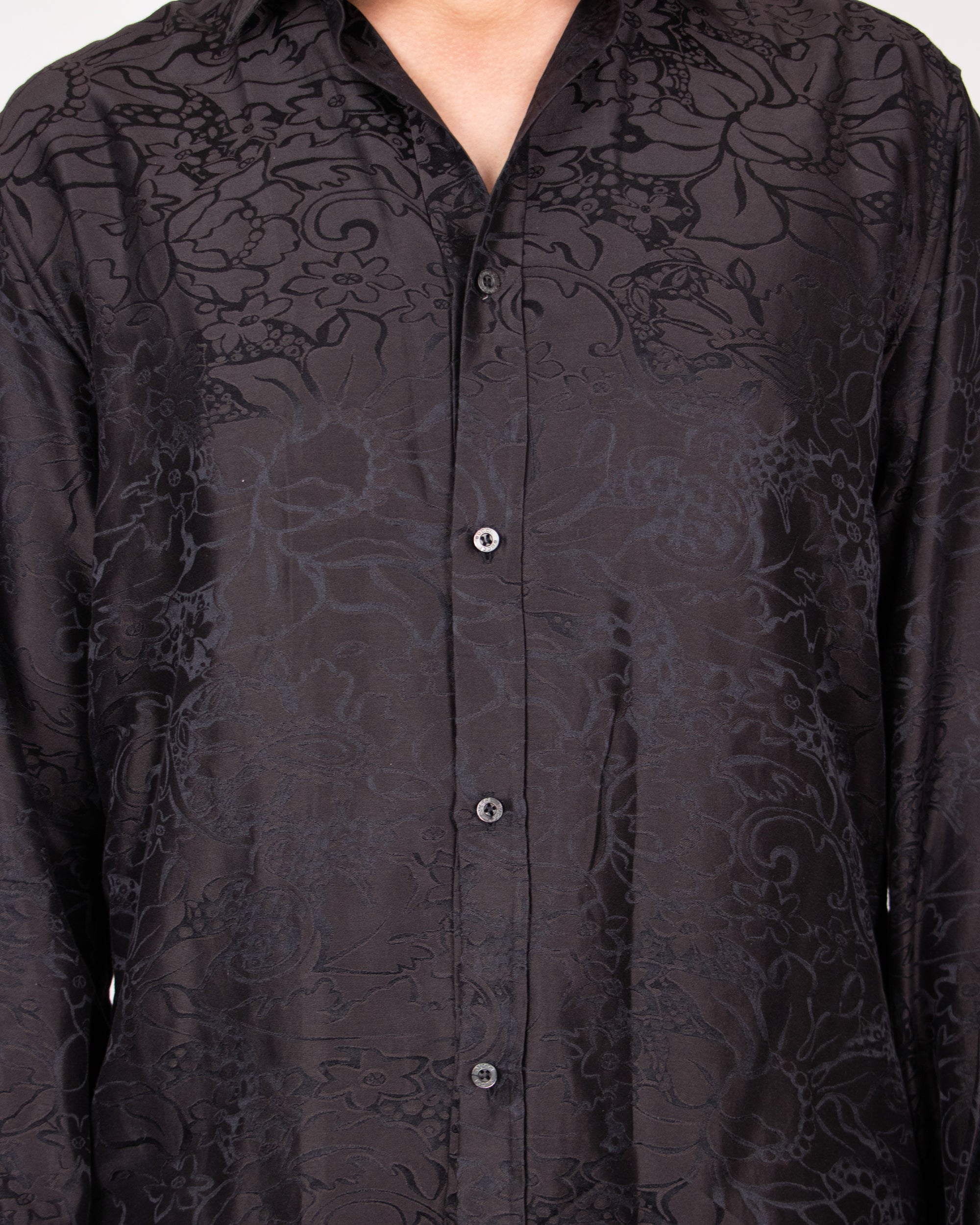 Gucci Tom Ford Era Black Cotton and Silk Shirt M