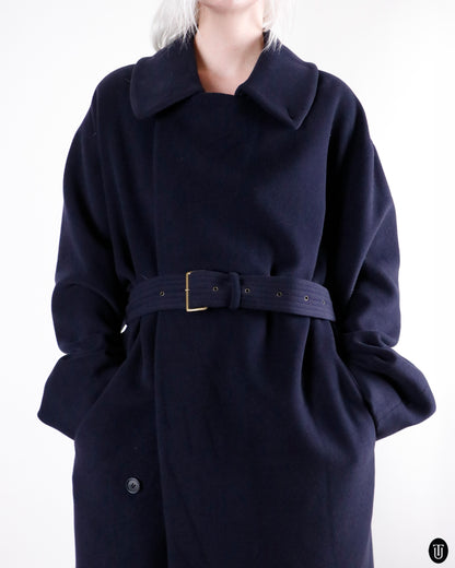 90's Emporio Armani Deep Navy Wool Coat L
