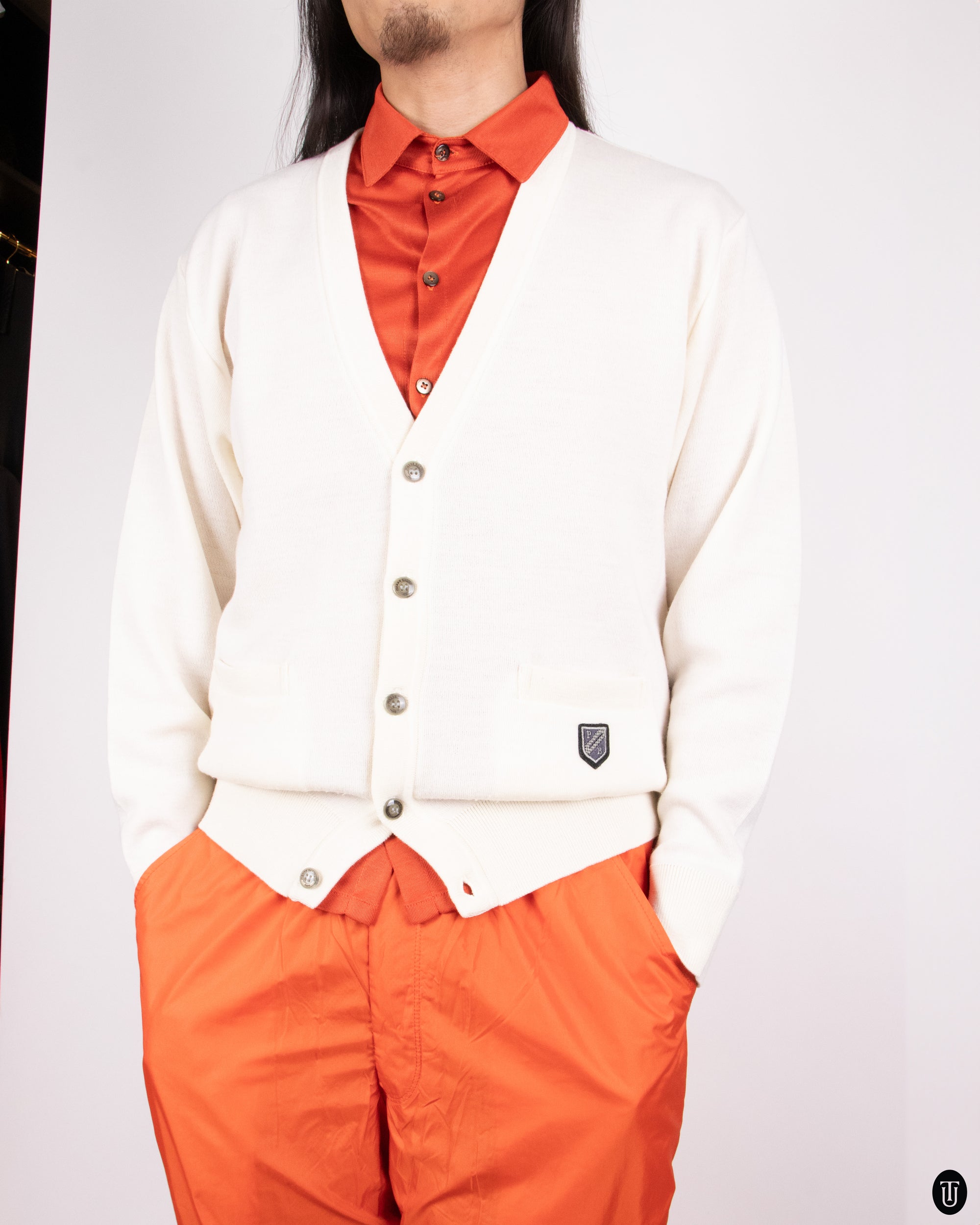 80's Pierre Balmain White Wool Cardigan M