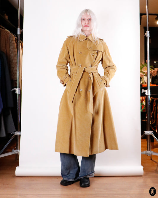 80's Burberry Corduroy Trench Coat L