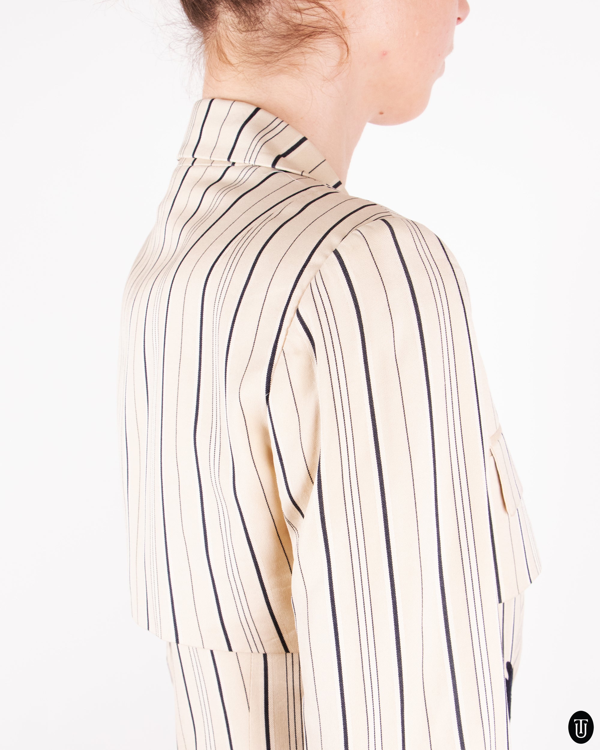 00s Christian Dior Pinstripe and Embroidered Blazer S