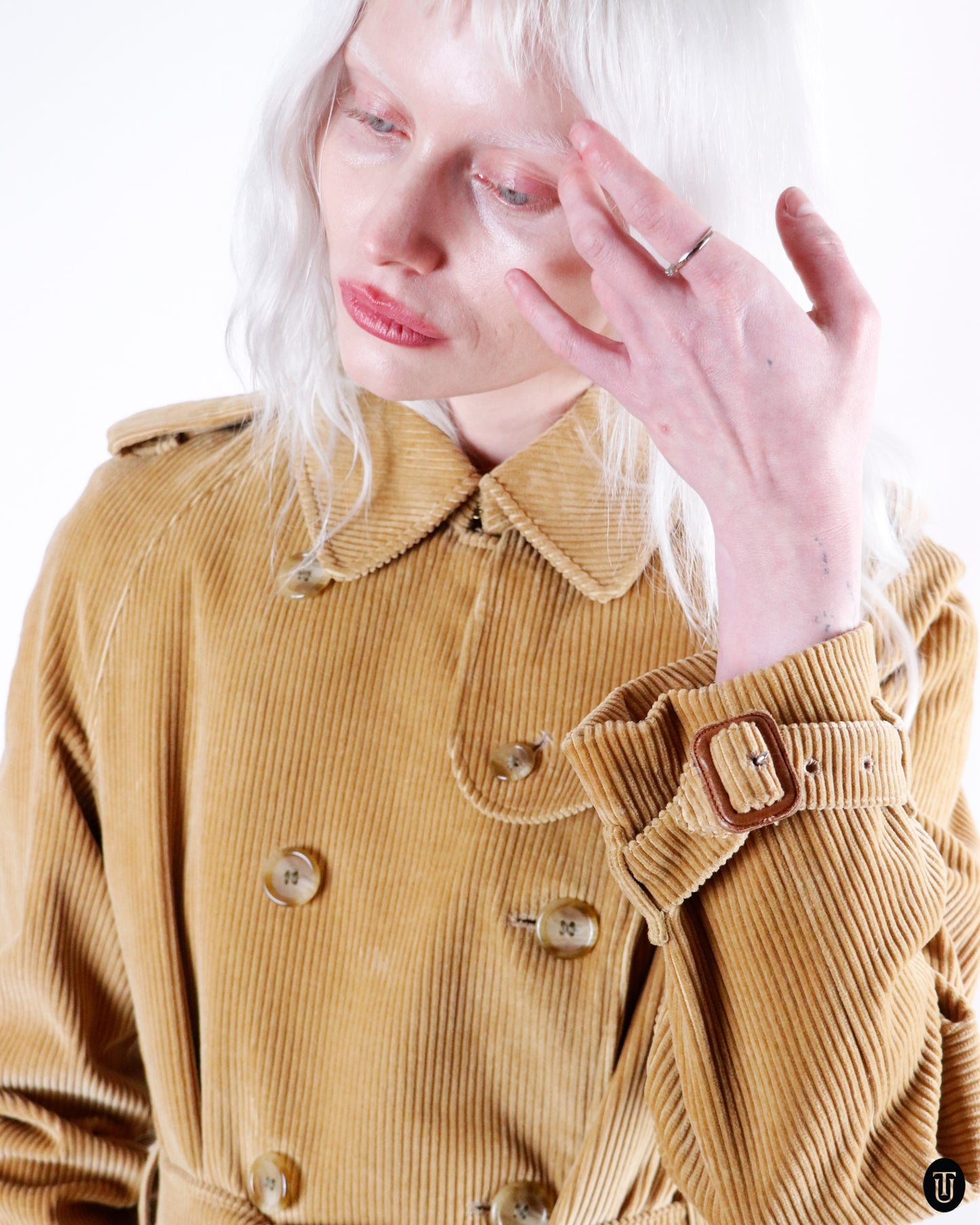 80's Burberry Corduroy Trench Coat L