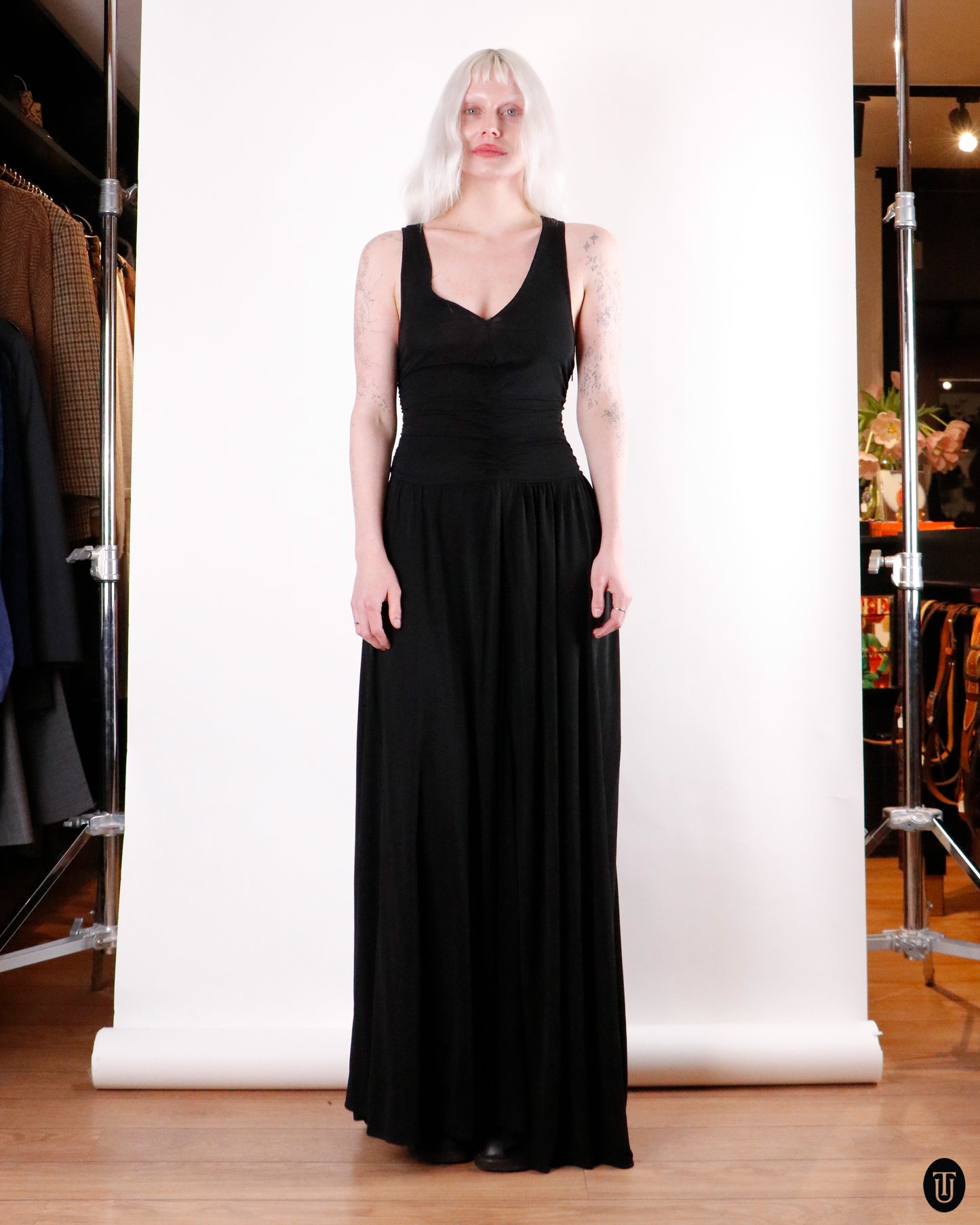 00's Celine Black Tank Maxi Dress M